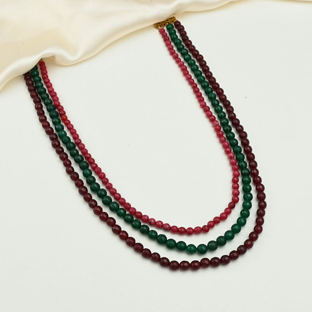 Red and Green Chalcedony Layered Necklace