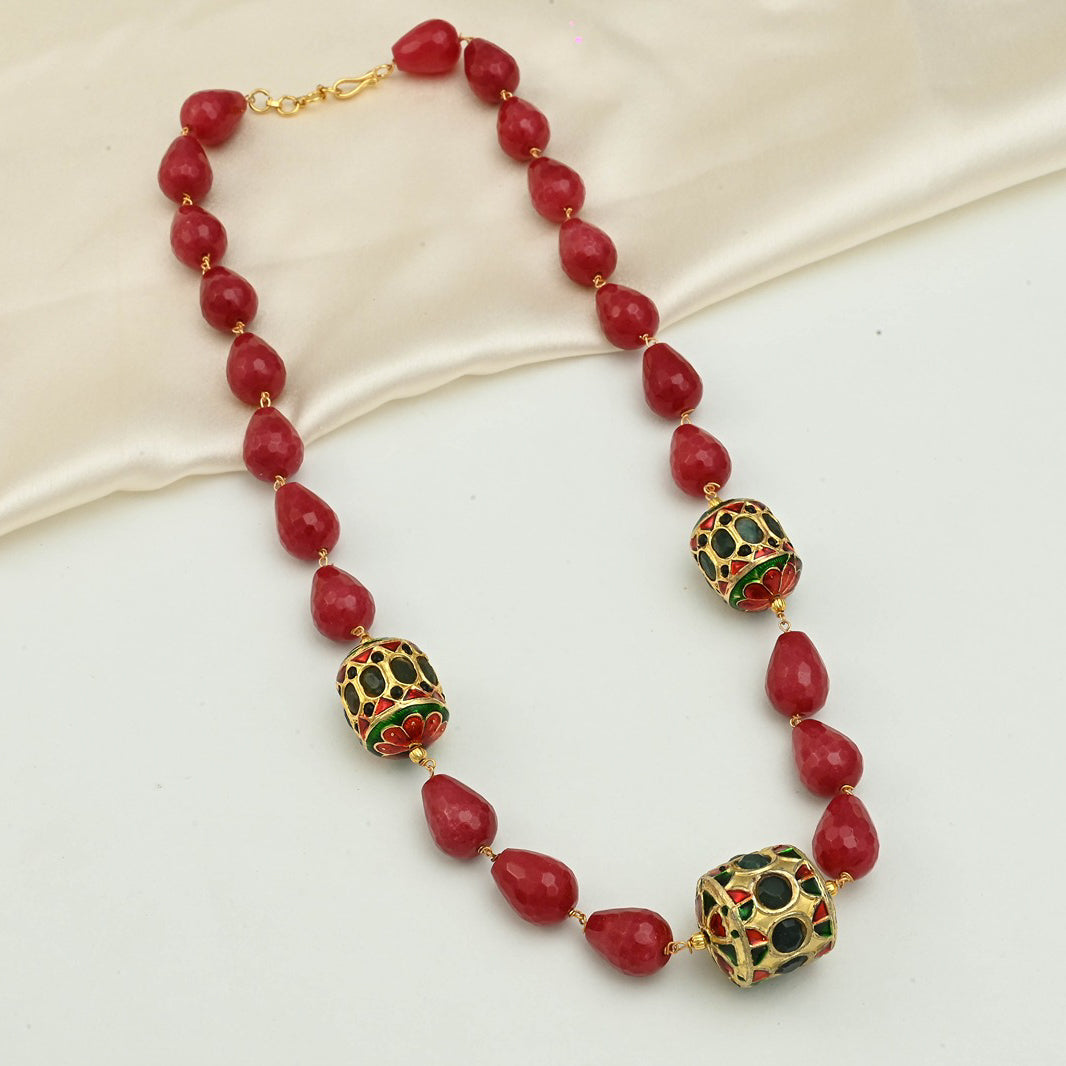 Striking Green Jade Bead Necklace