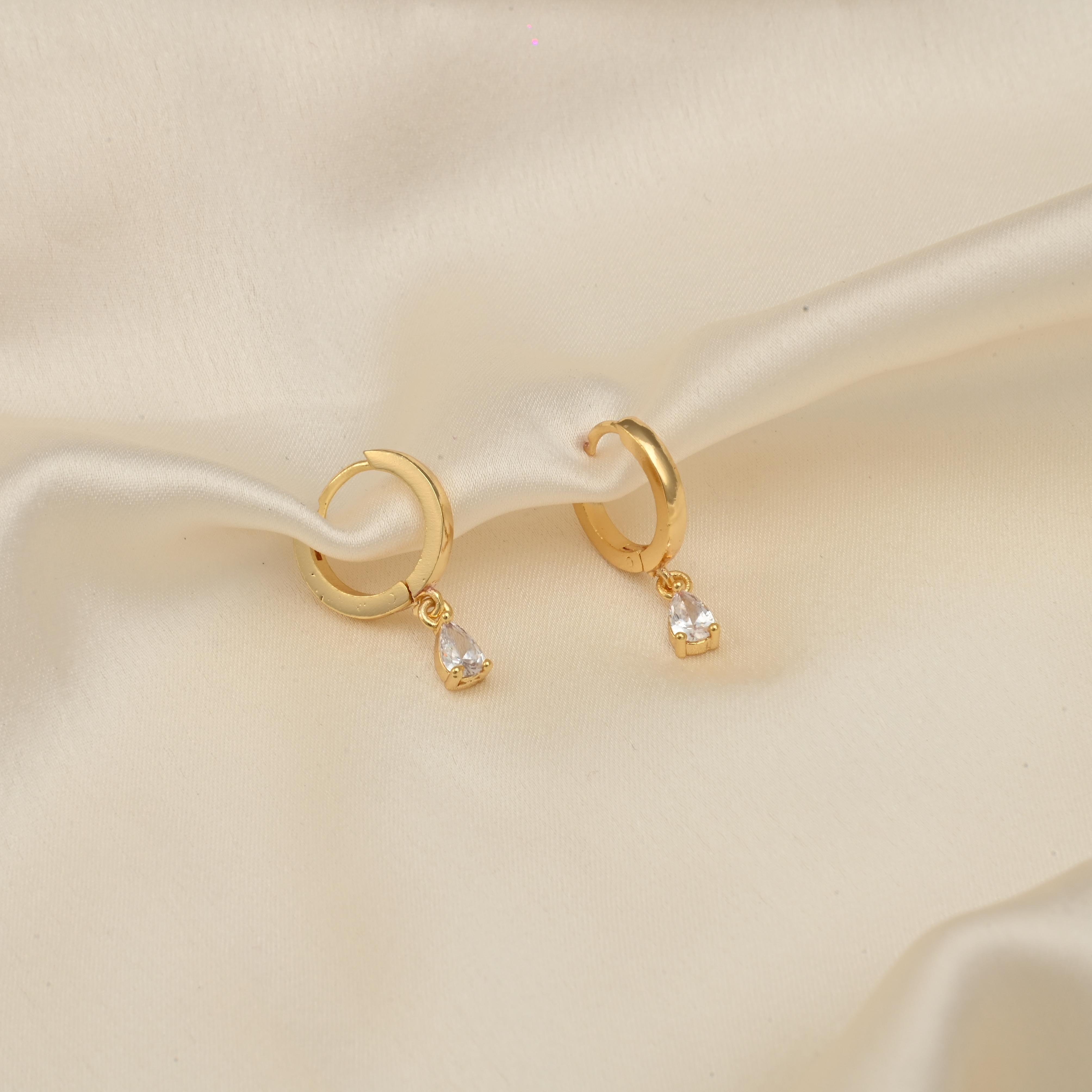 Drop Stone Hoop Earrings, Lina