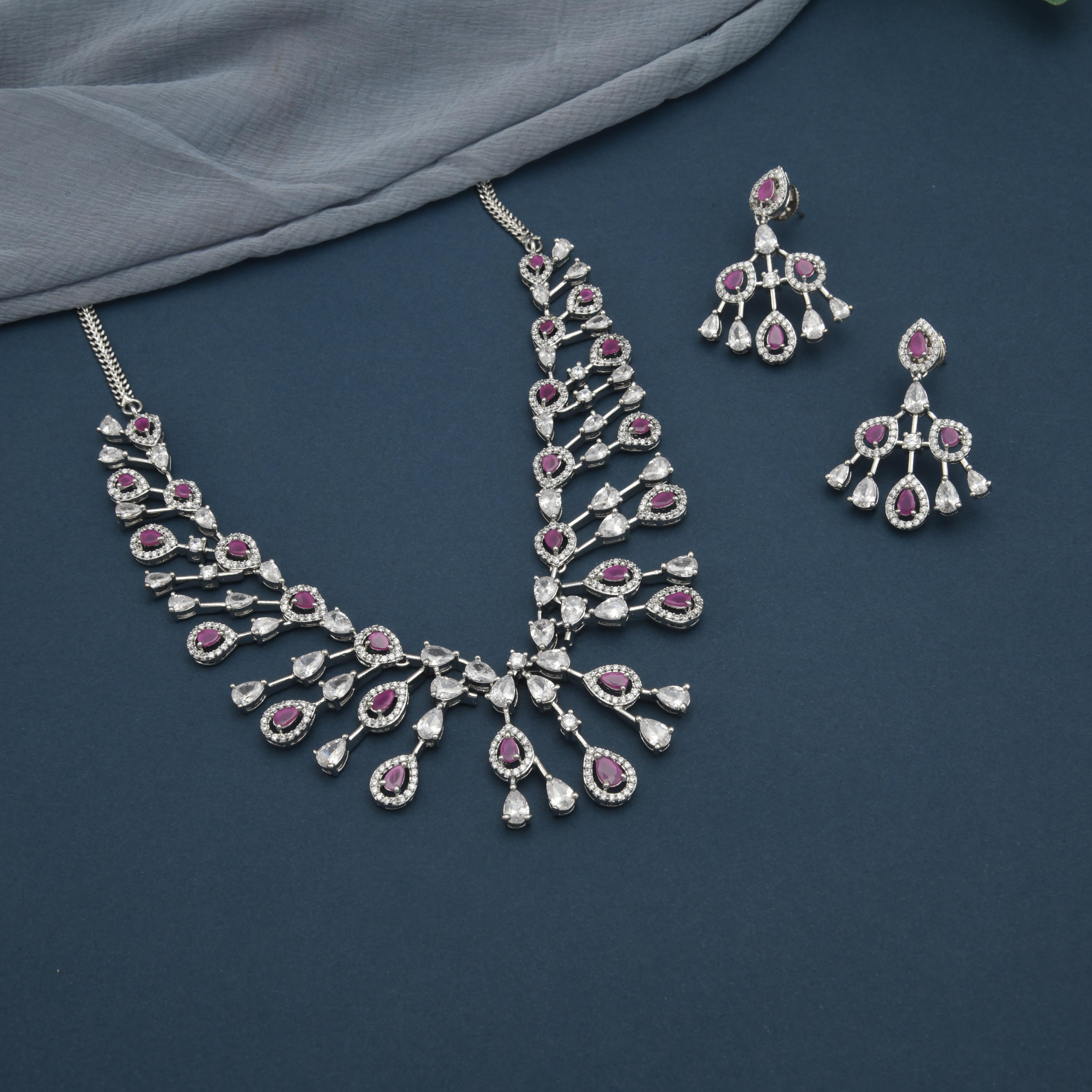 Naira CZ Diamond Necklace Set