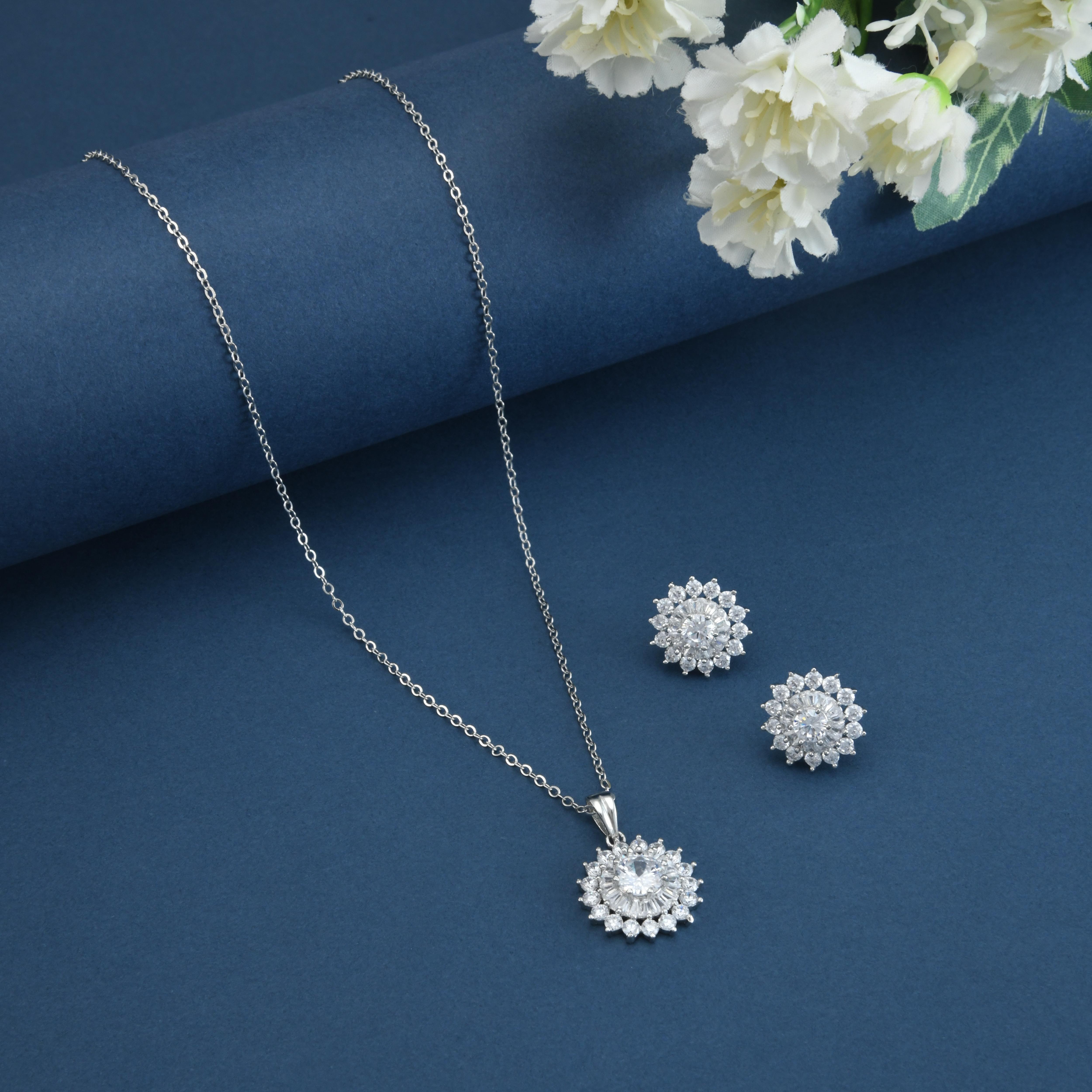 Double Circle CZ Pendant Set