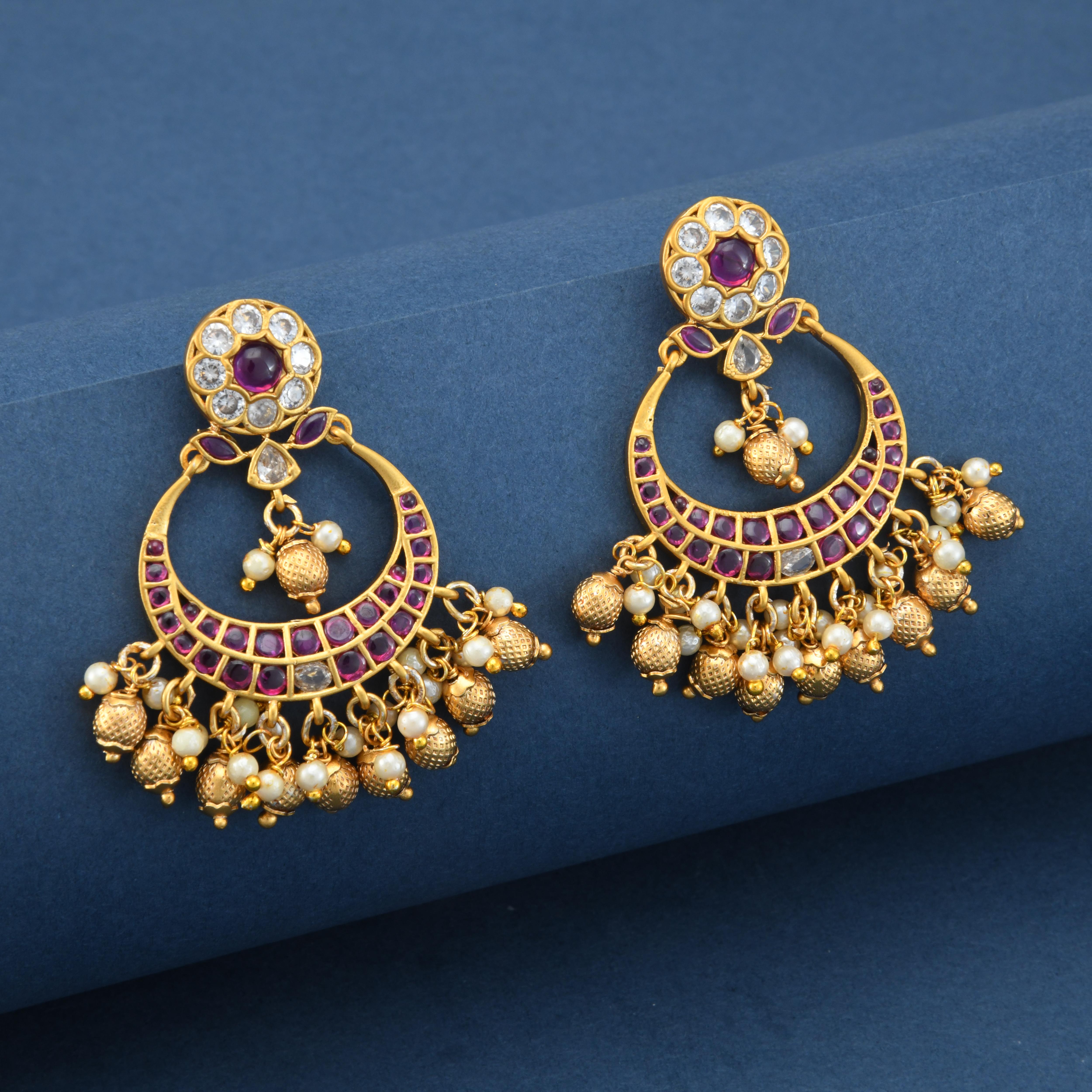 Temple Chand Bali Earrings