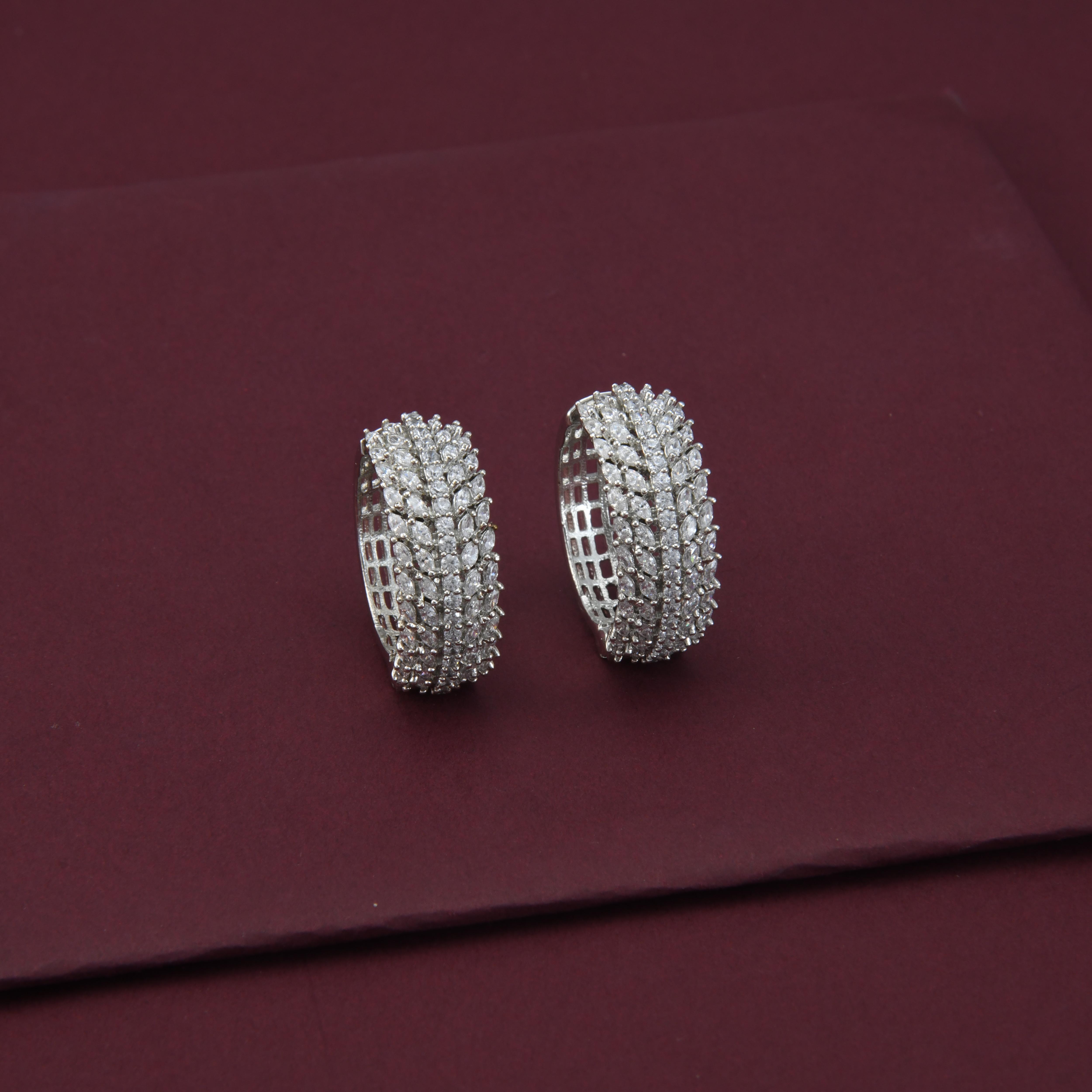 Two Line CZ Hoop Earrings 