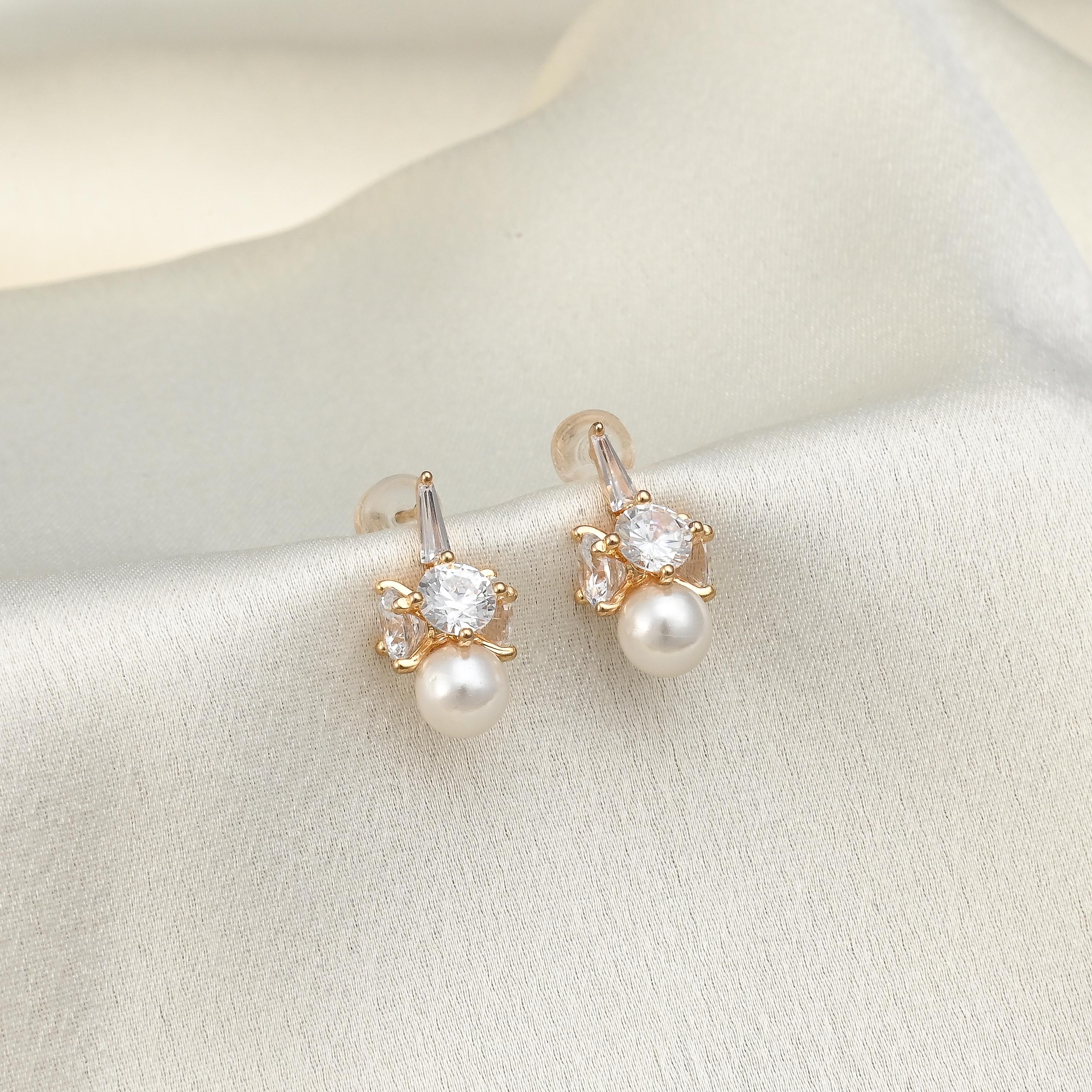 Sparkling Pearl CZ Earrings