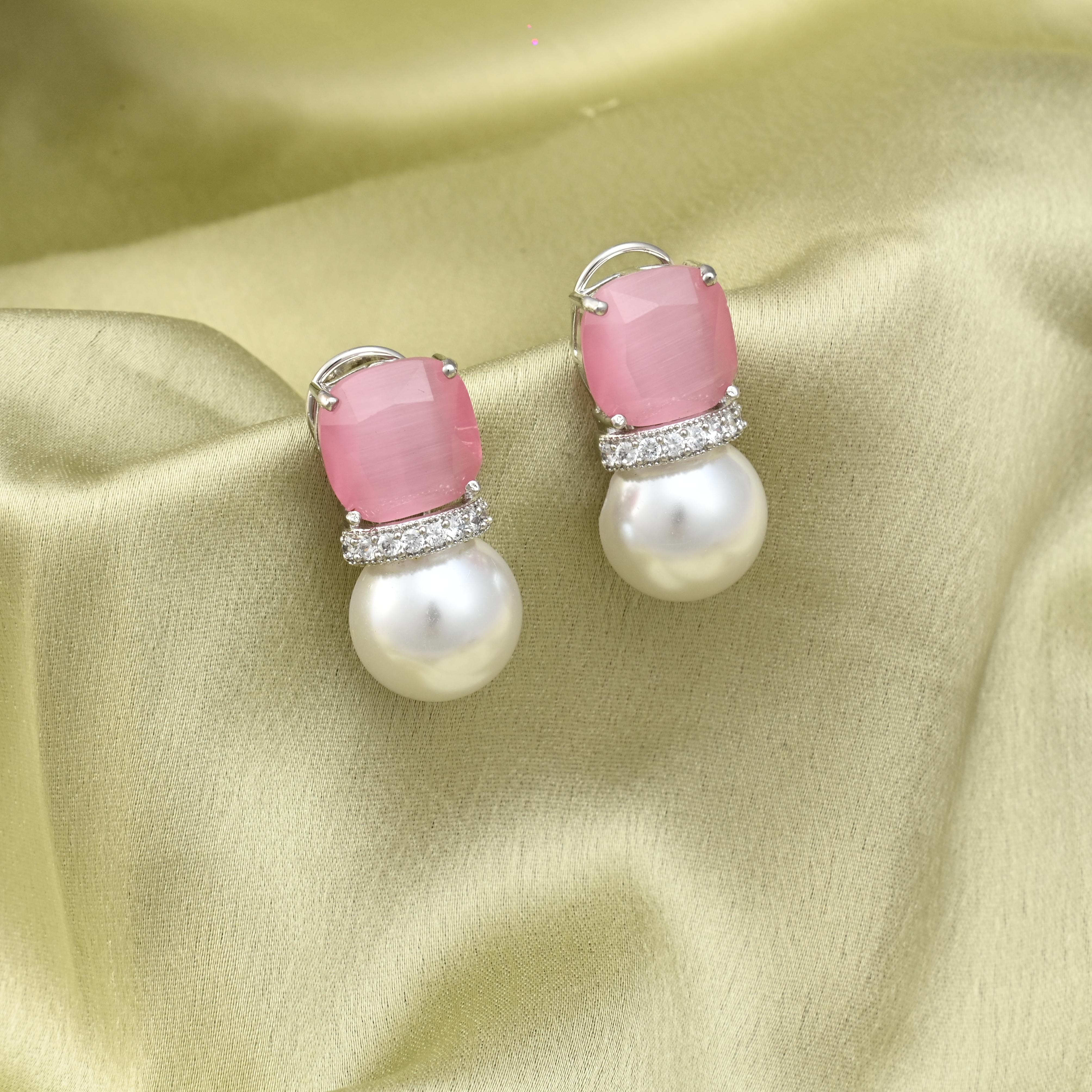 Colourful Pearl CZ Earrings