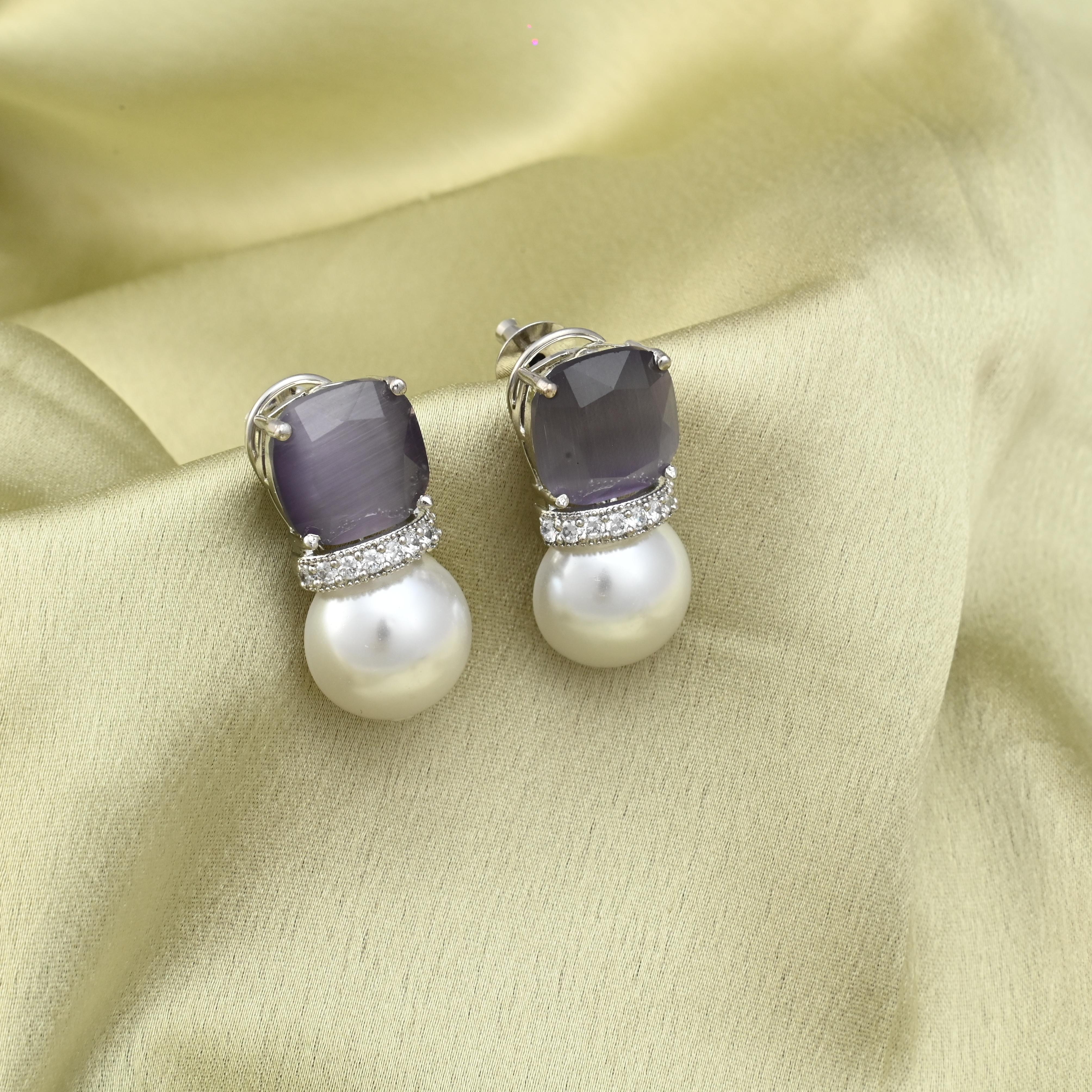 Colourful Pearl CZ Earrings