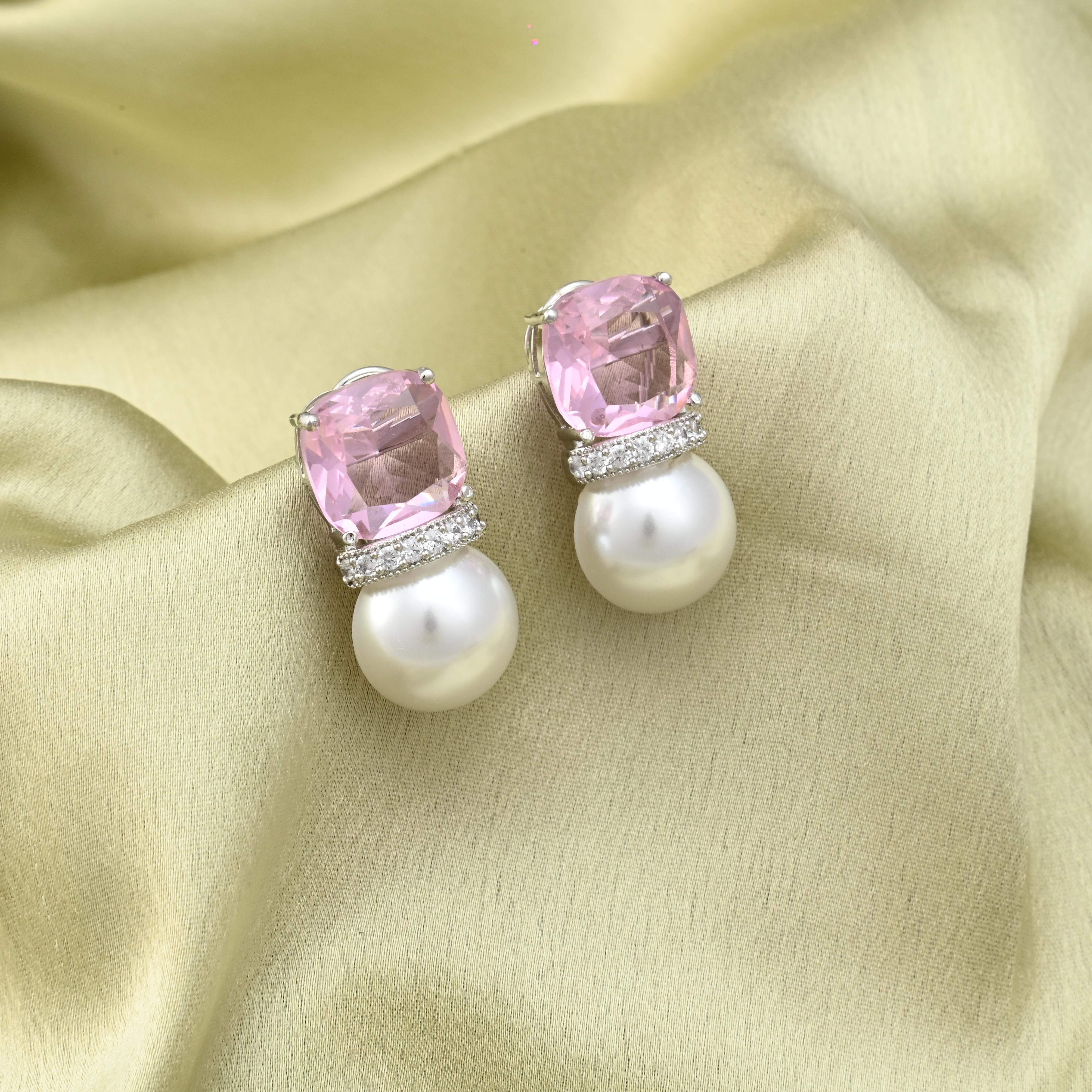 Colourful Pearl CZ Earrings