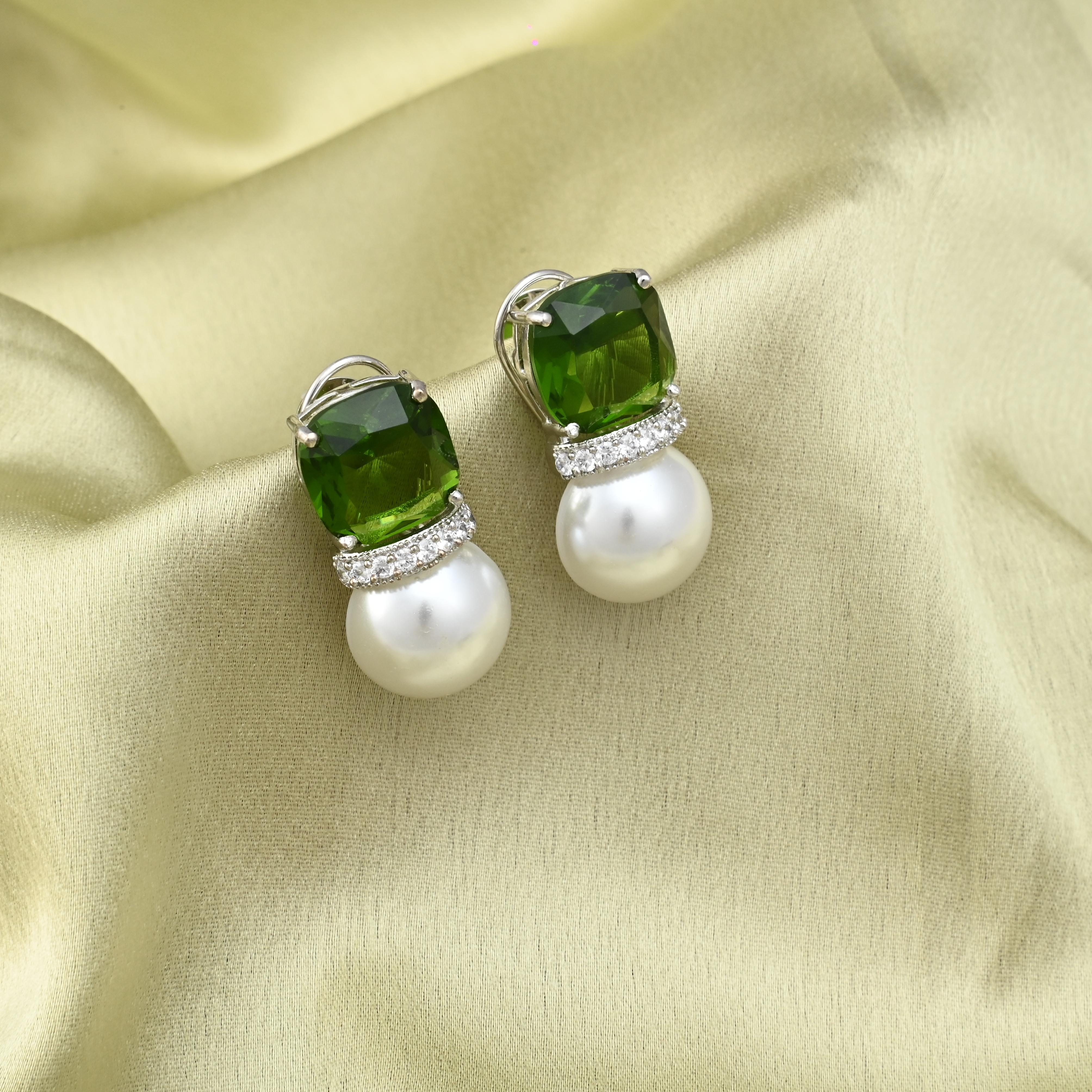 Colourful Pearl CZ Earrings