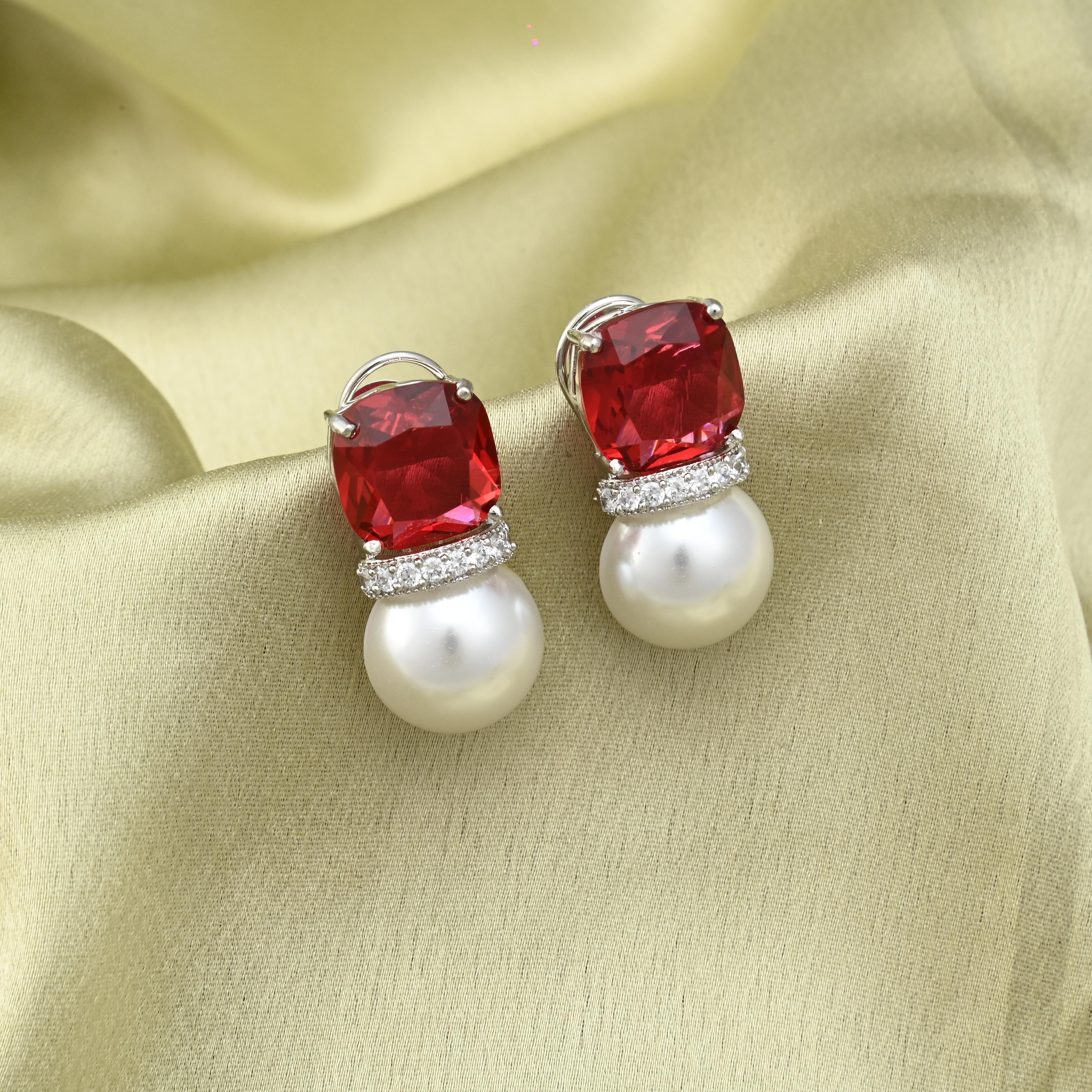 Colourful Pearl CZ Earrings