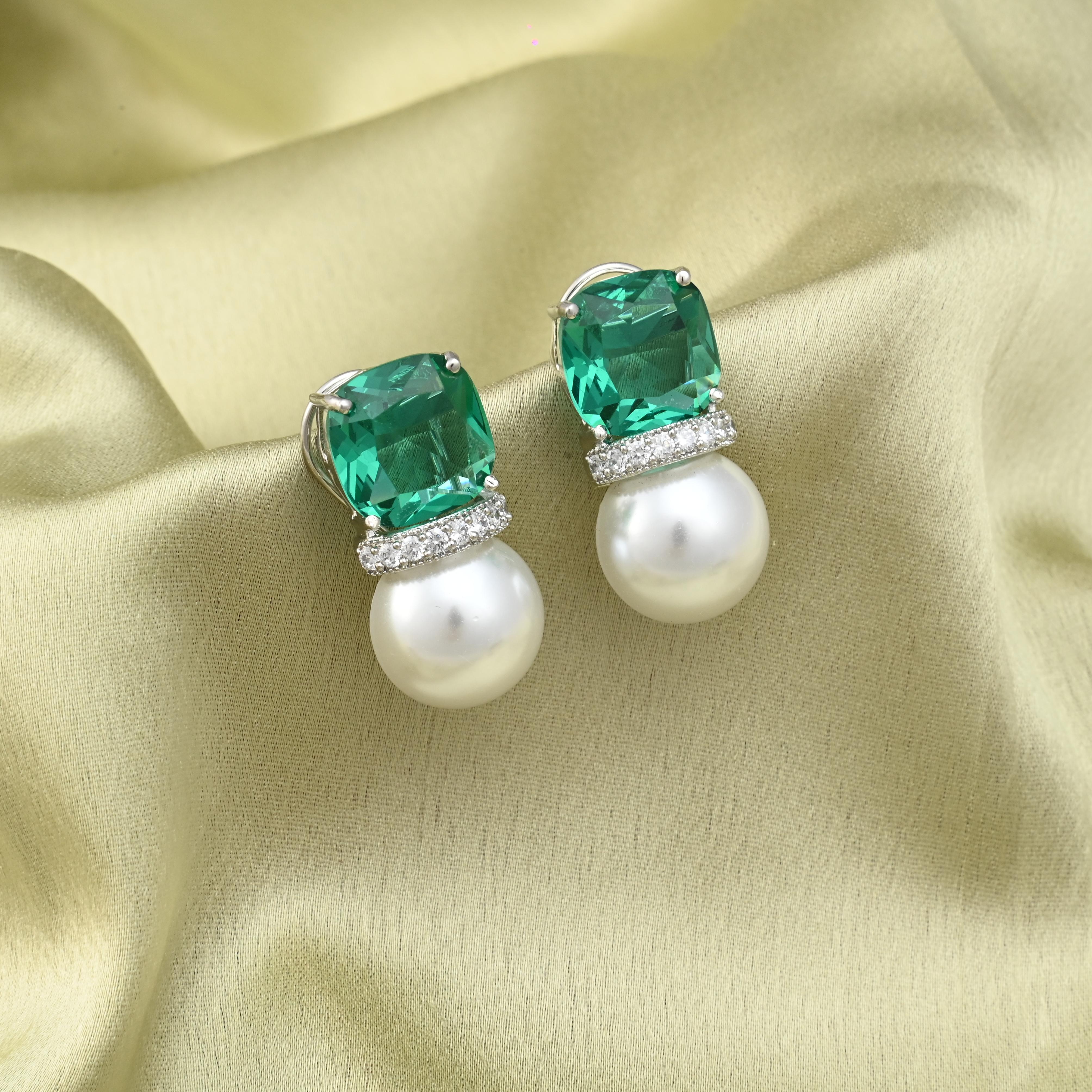 Colourful Pearl CZ Earrings