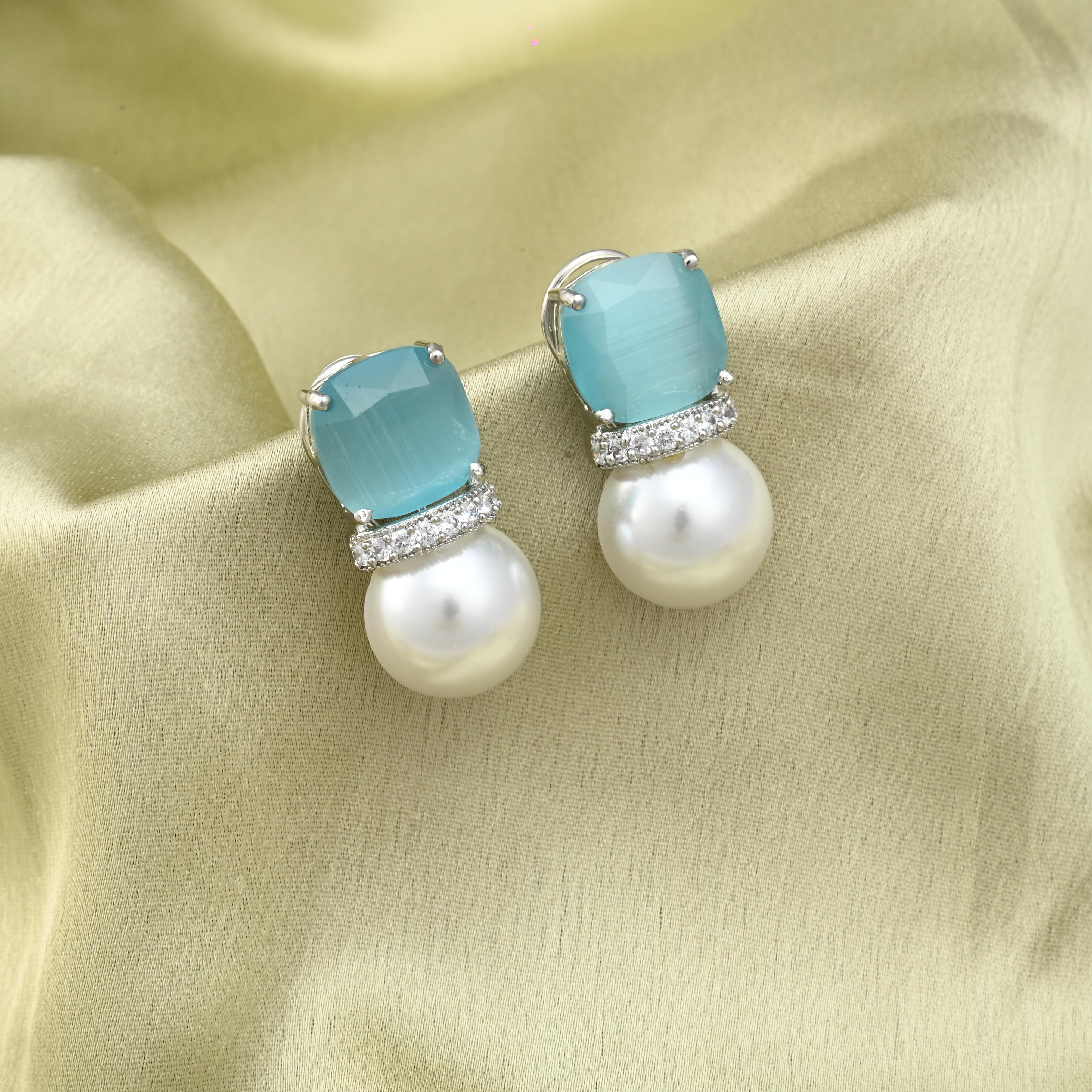 Colourful Pearl CZ Earrings