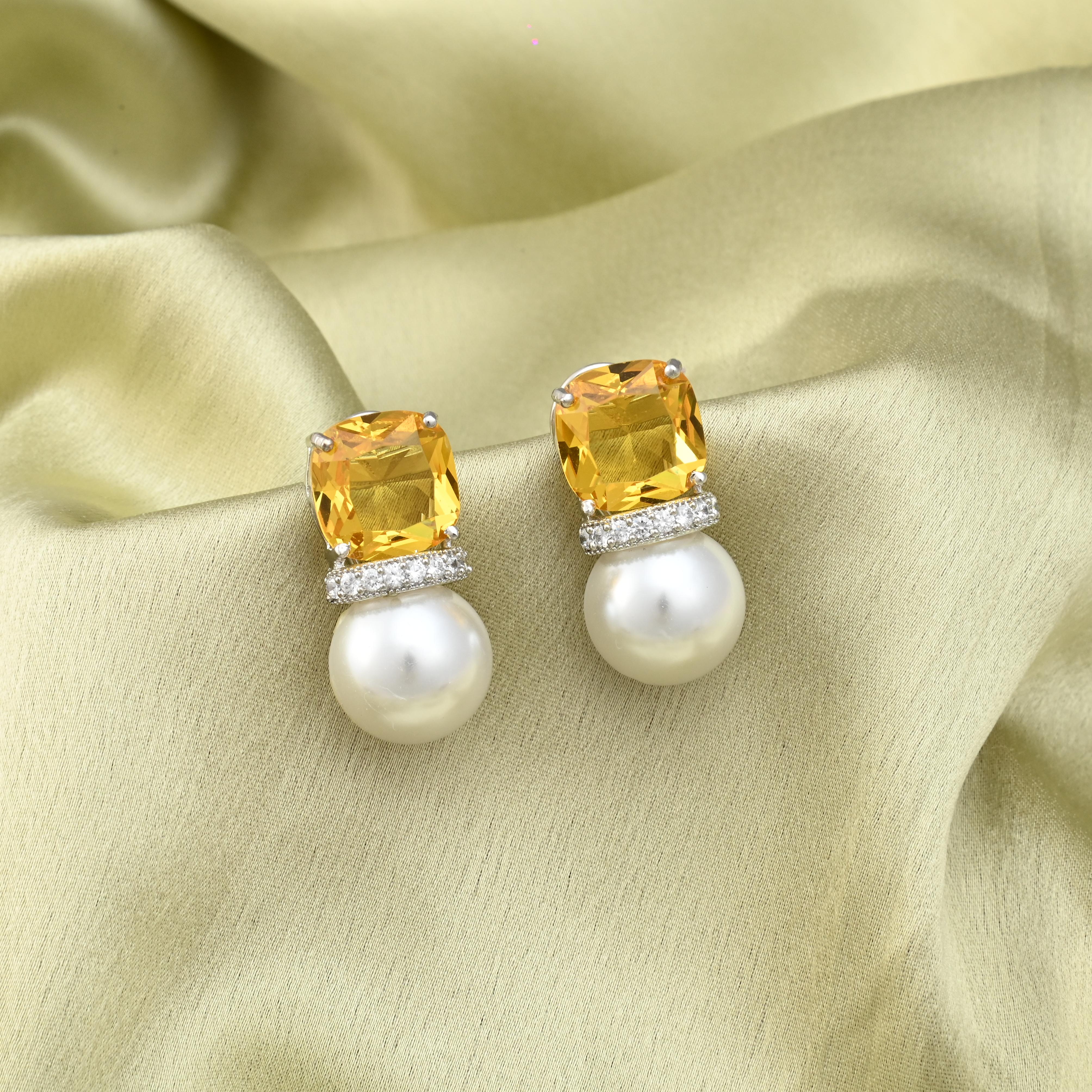 Colourful Pearl CZ Earrings