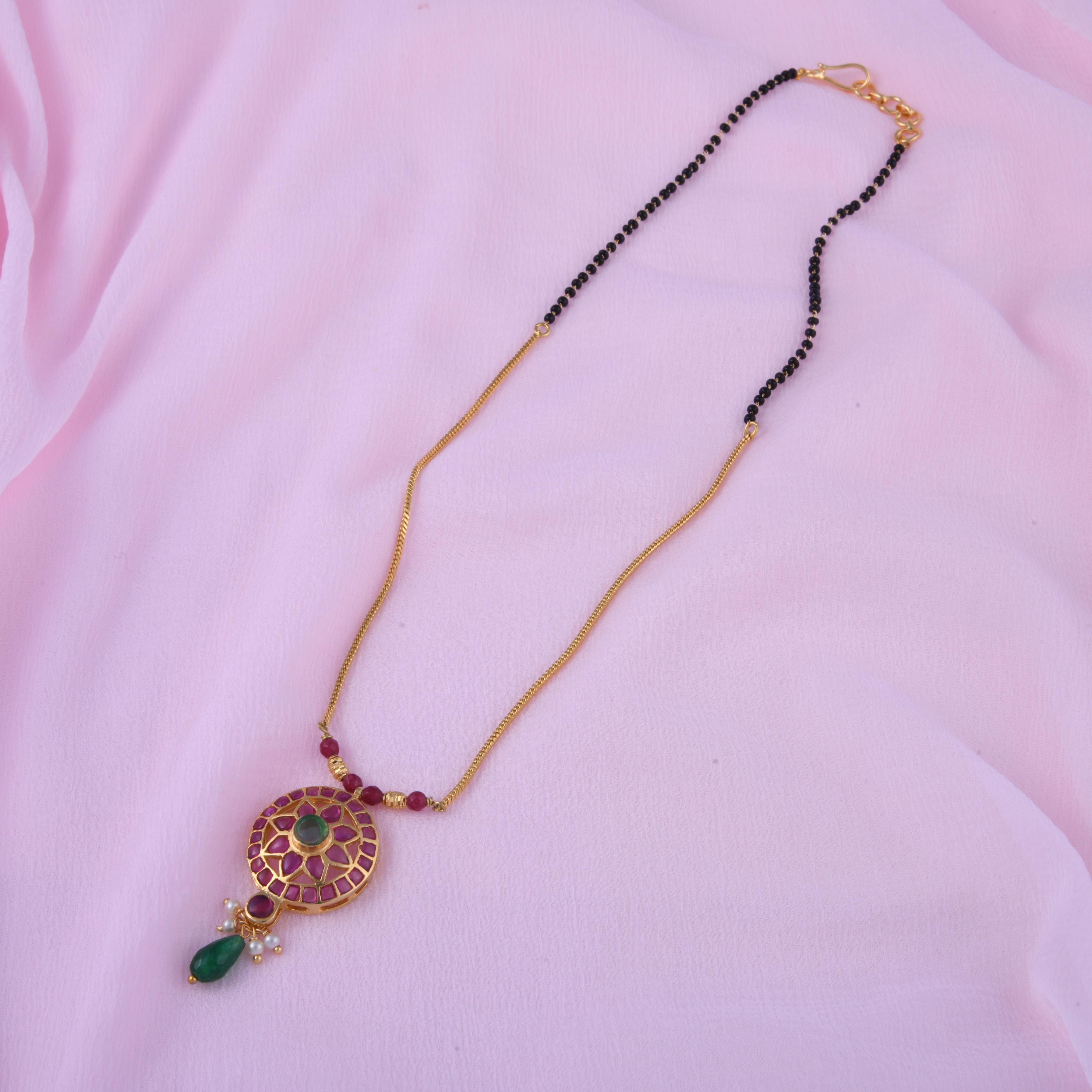 Pink Stone Vilandi Mangalsutra