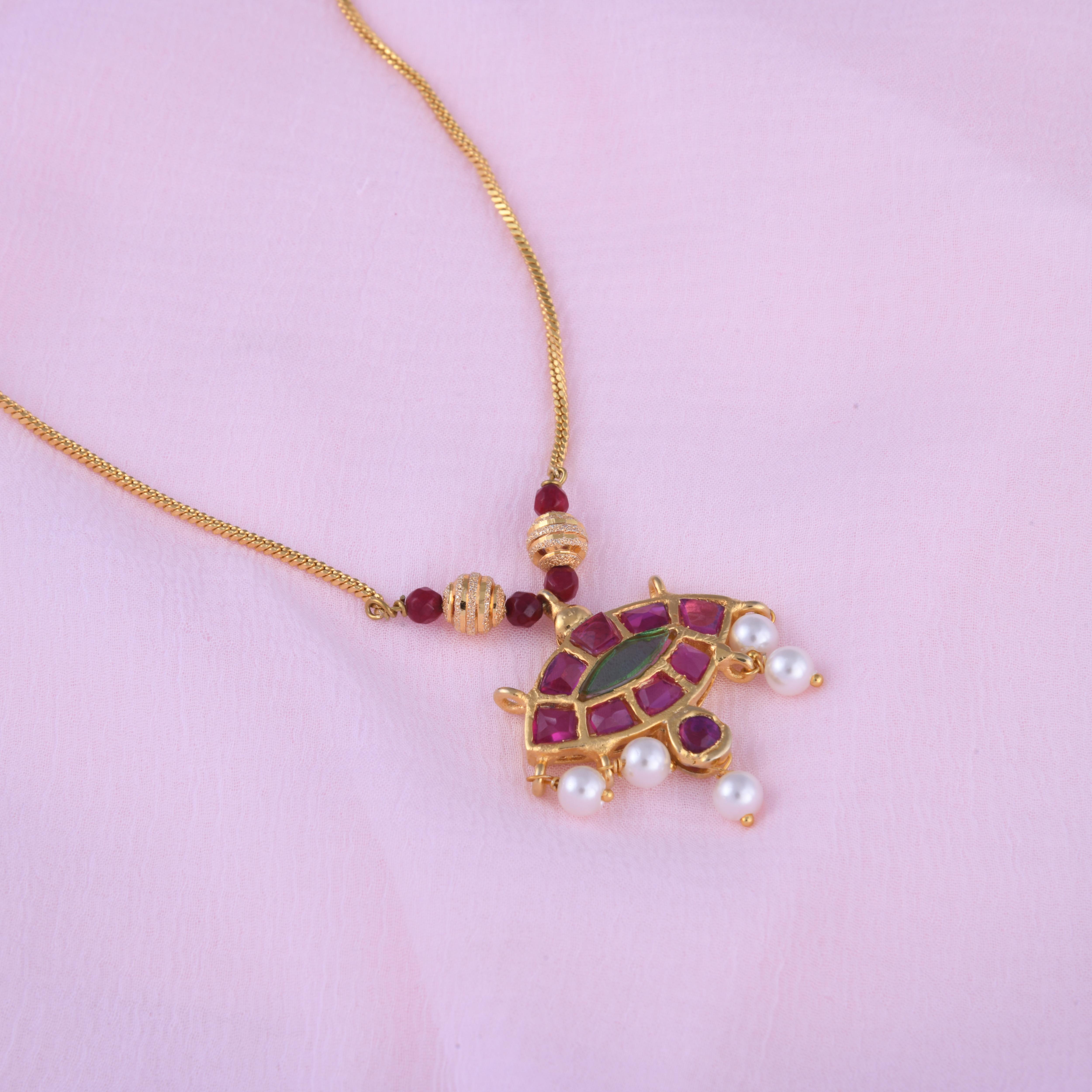 Pink Green Vilandi Mangalsutra