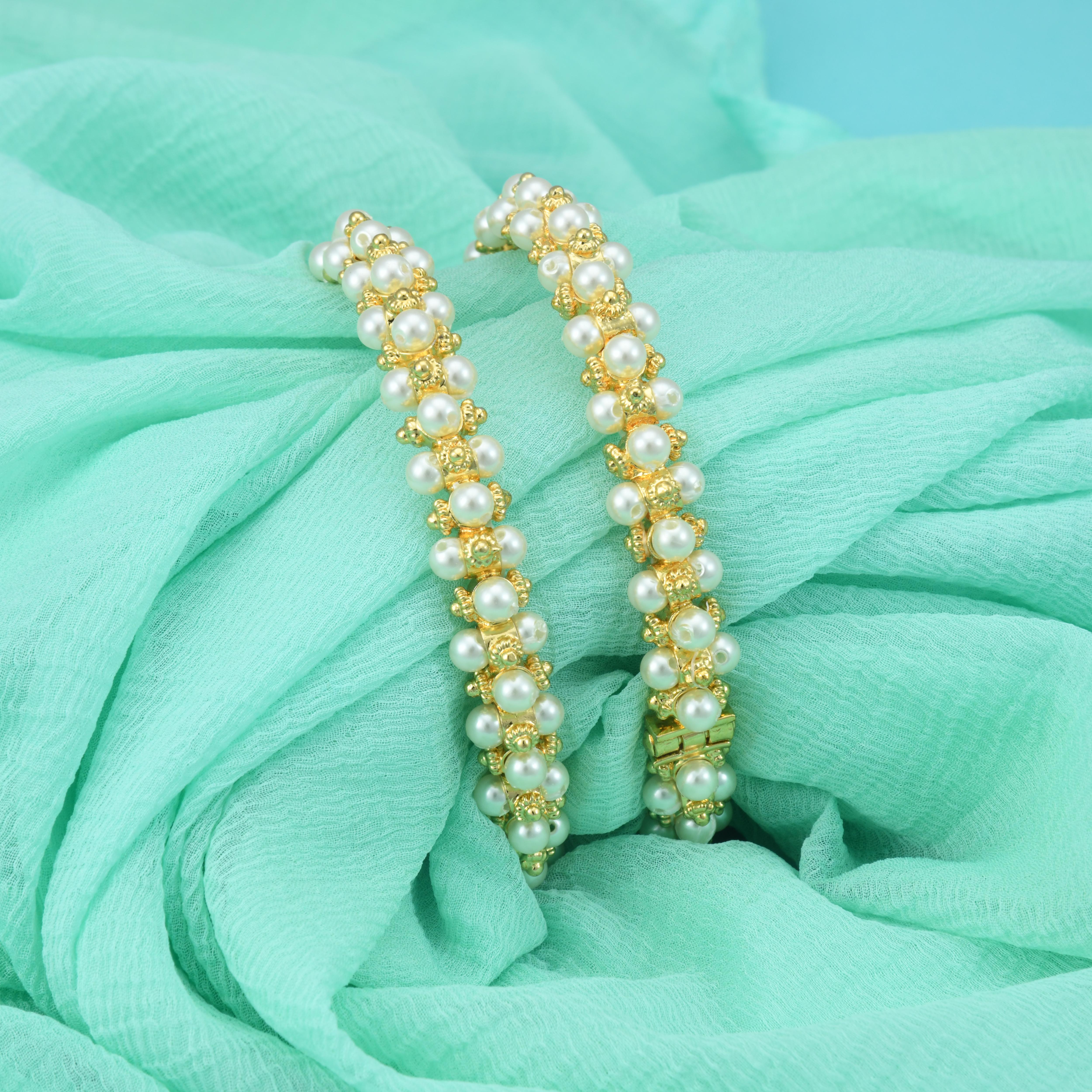 Gold Pearl Bangles