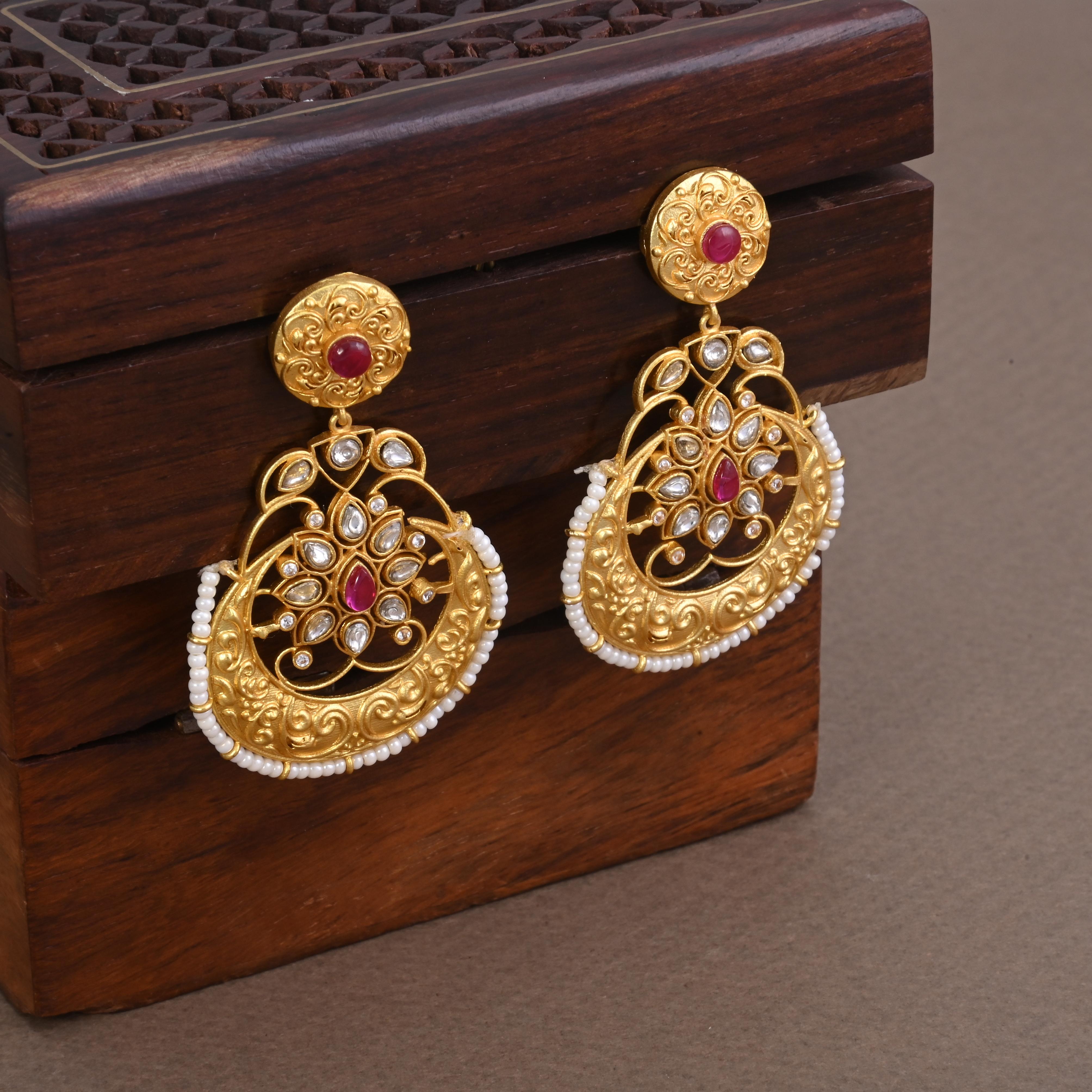 Disha Matte Gold Earrings