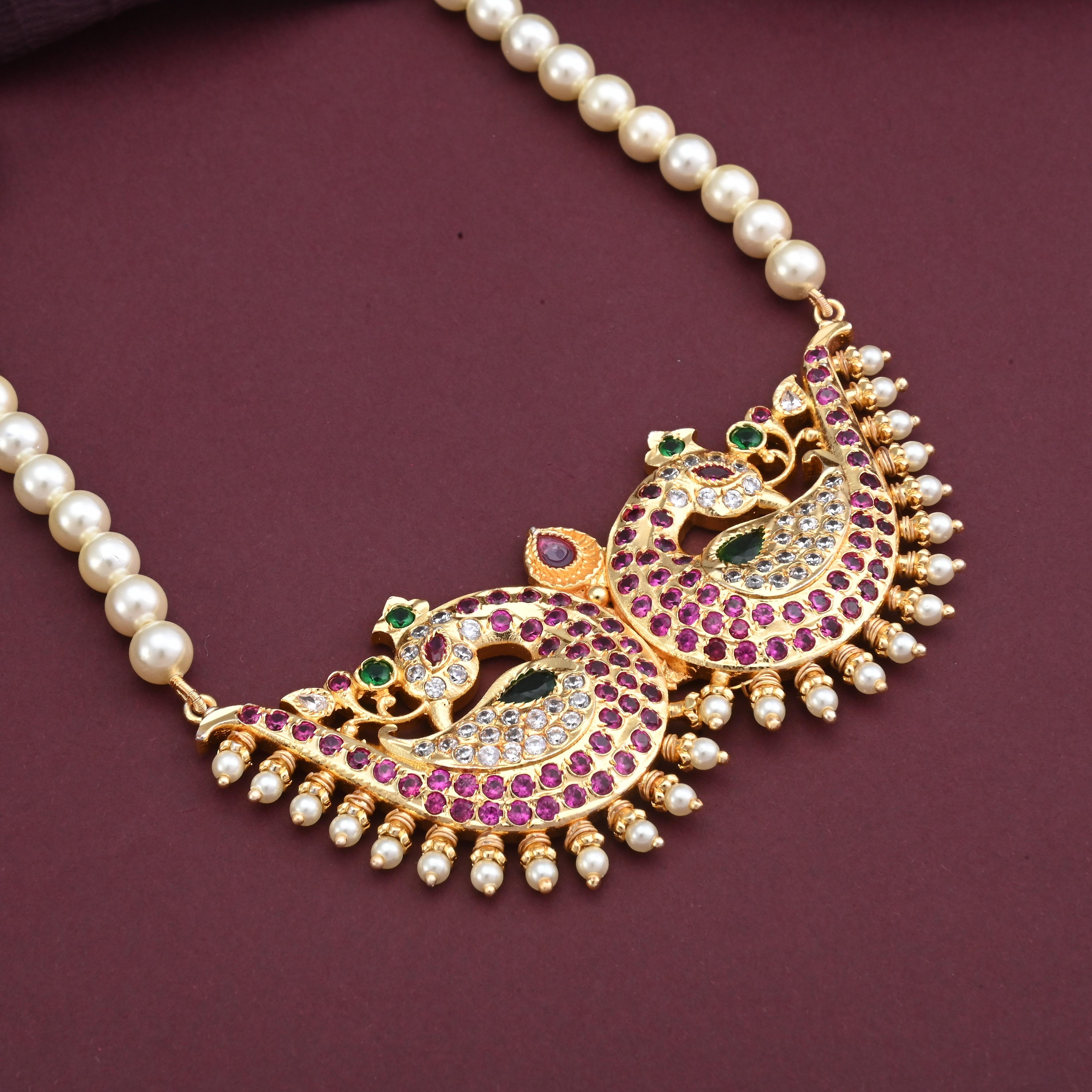 Maharashtrian Pearls Mayurmukhi Necklace