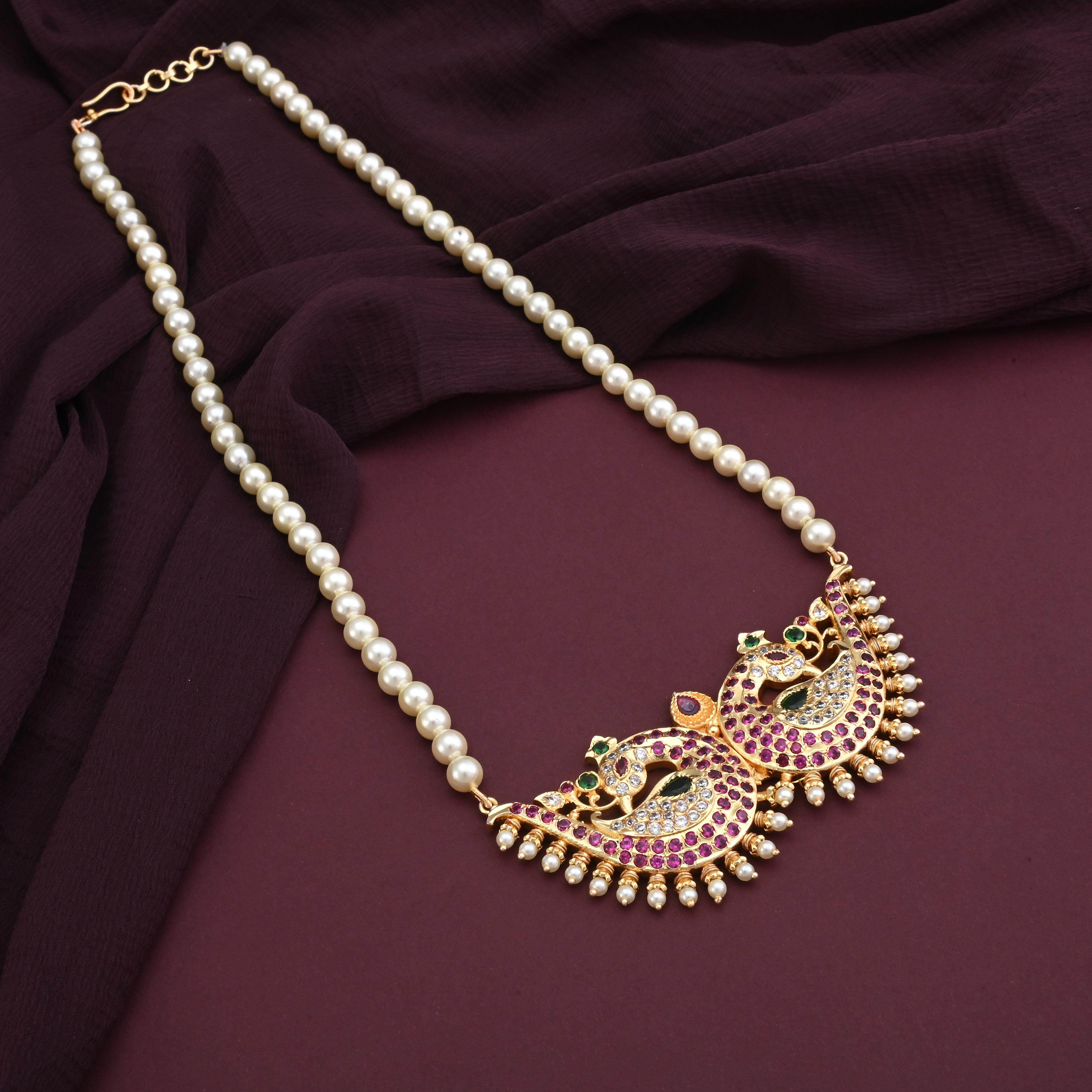 Maharashtrian Pearls Mayurmukhi Necklace