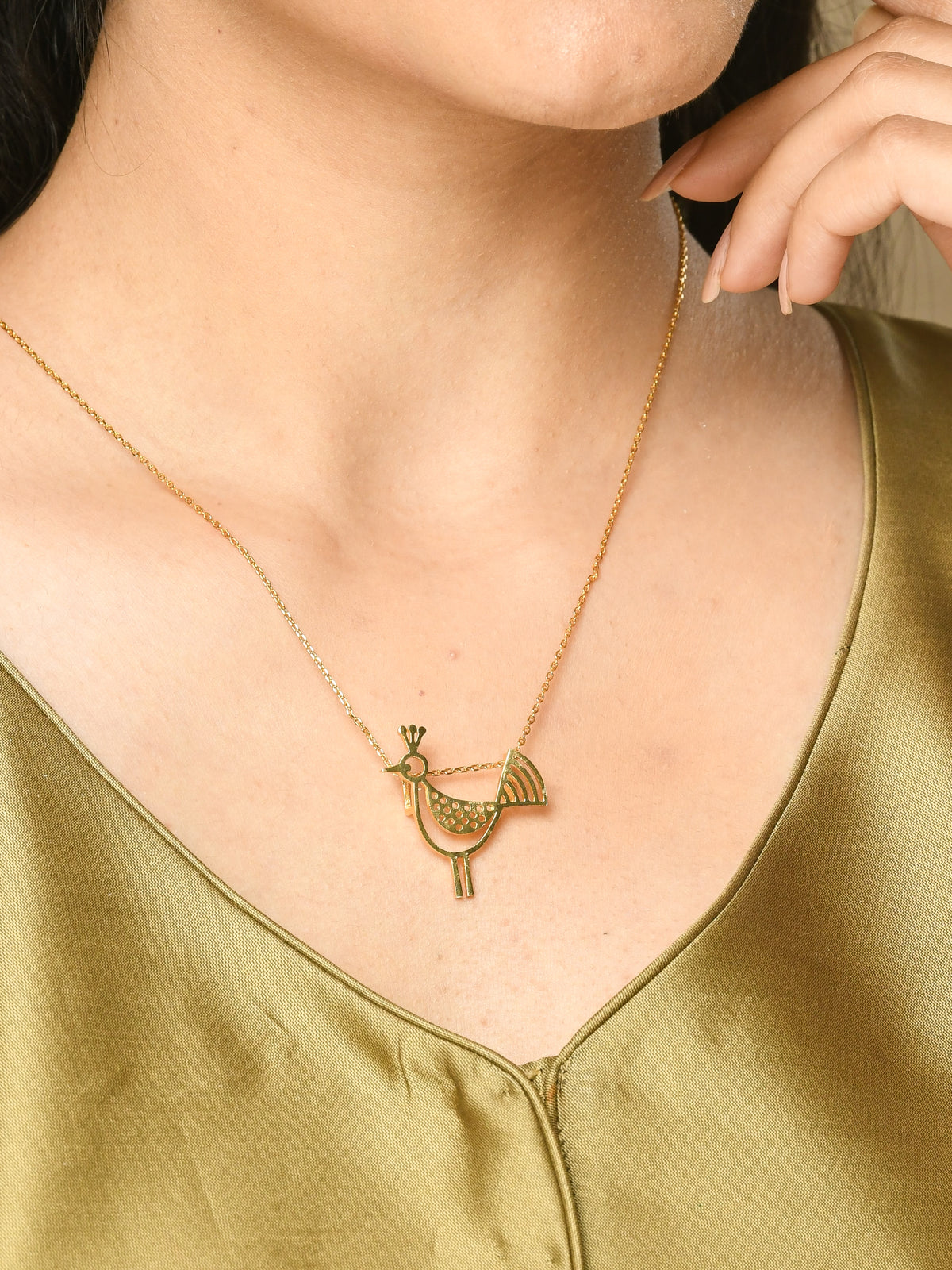 Warli Bird Pendant Necklace
