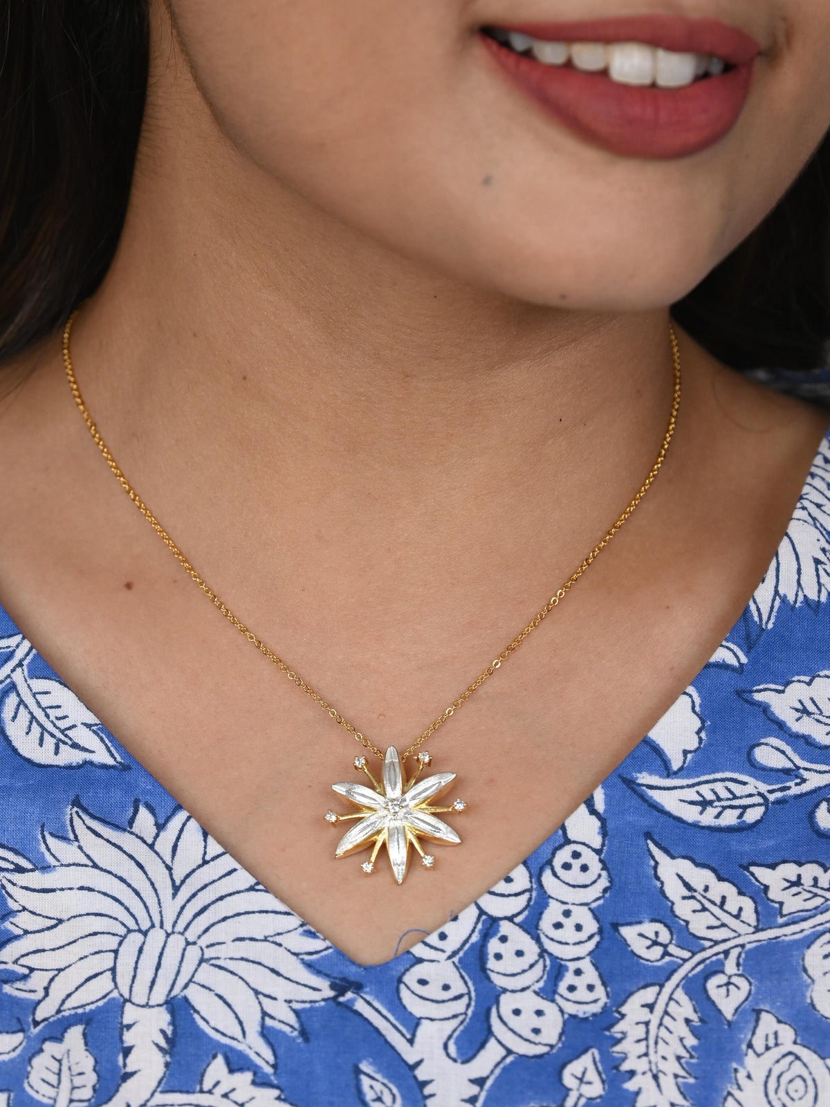 Star Anise Gold+Silver Spice Pendant Necklace