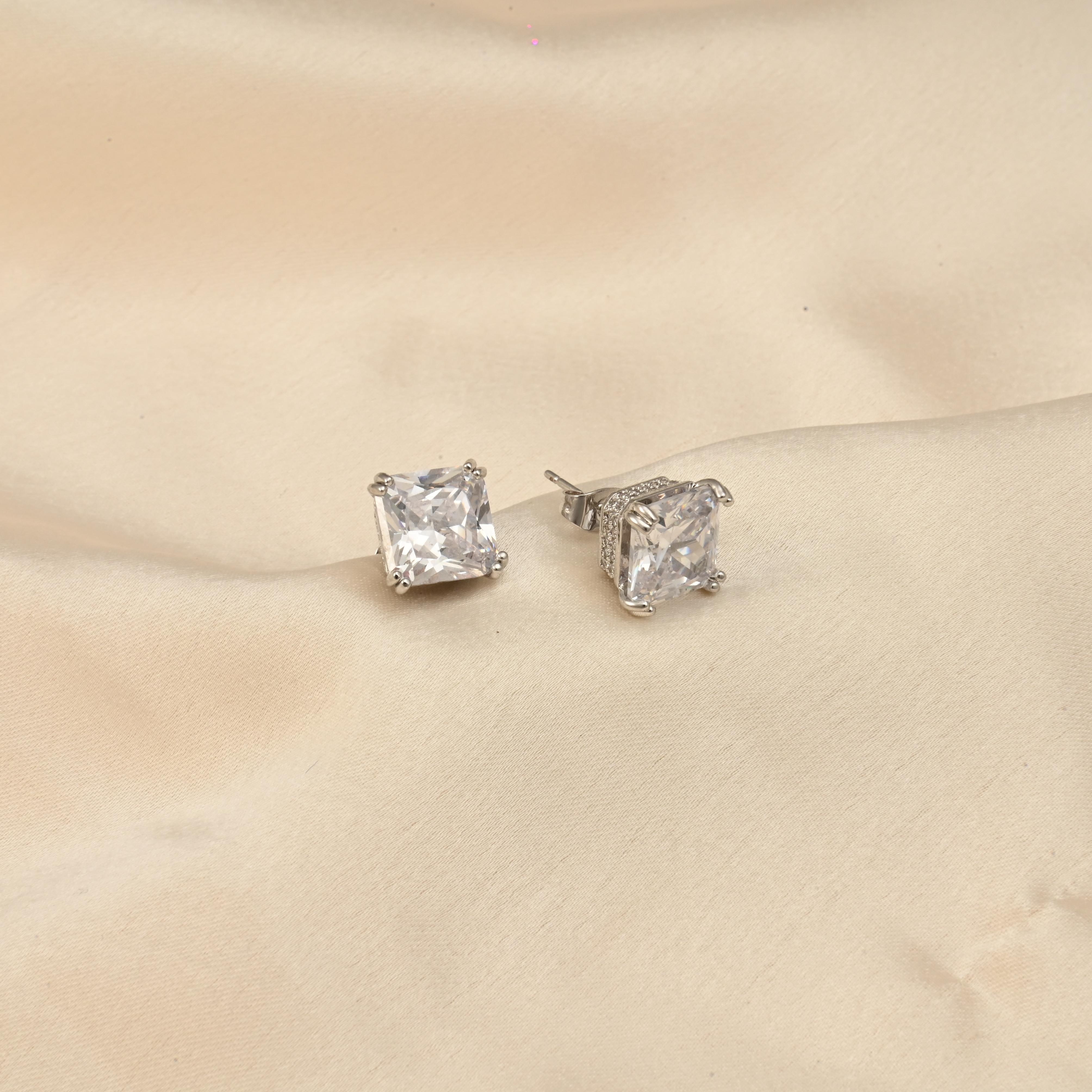 Royal CZ Square Cut Stud Earrings