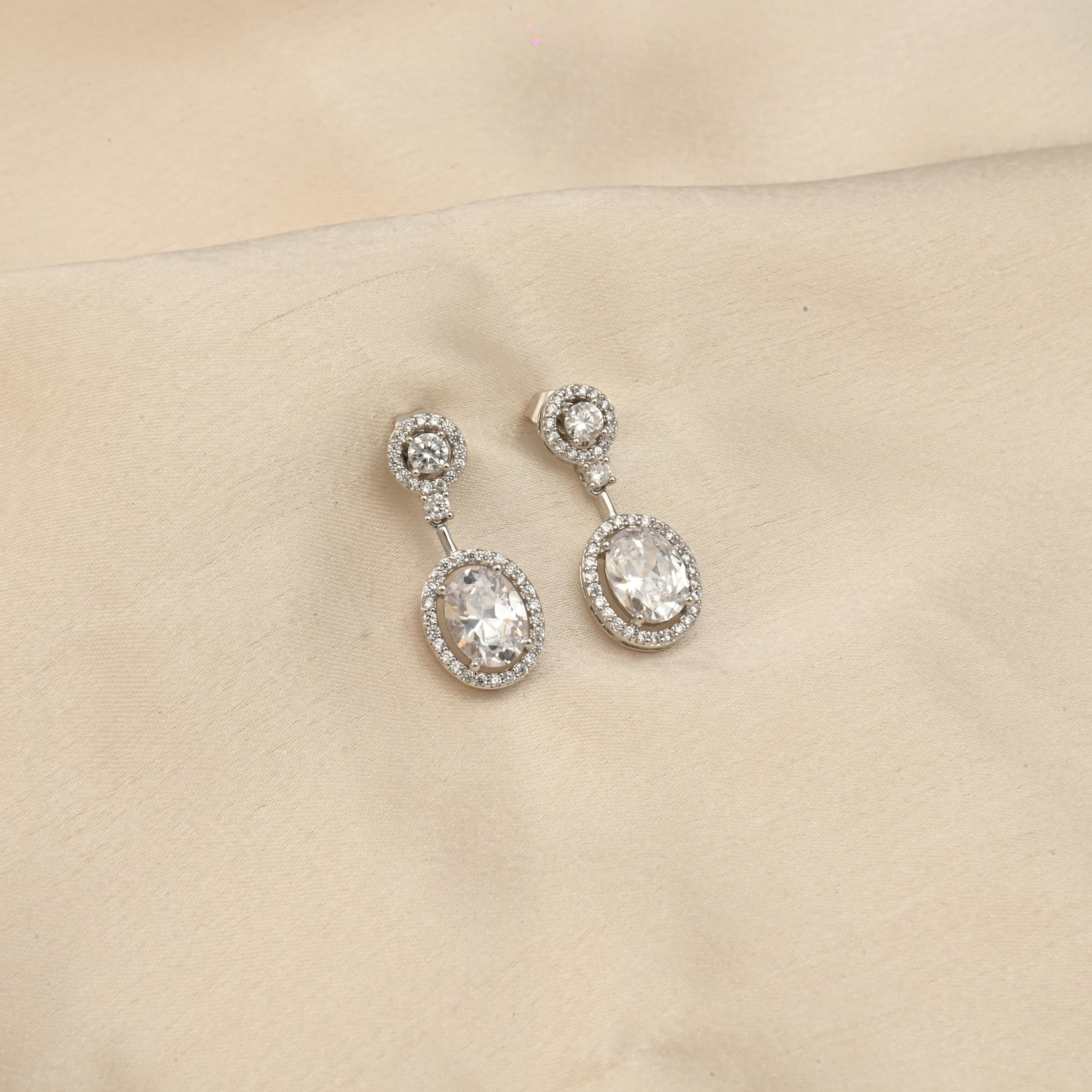 CZ Diamond Dangler Earrings