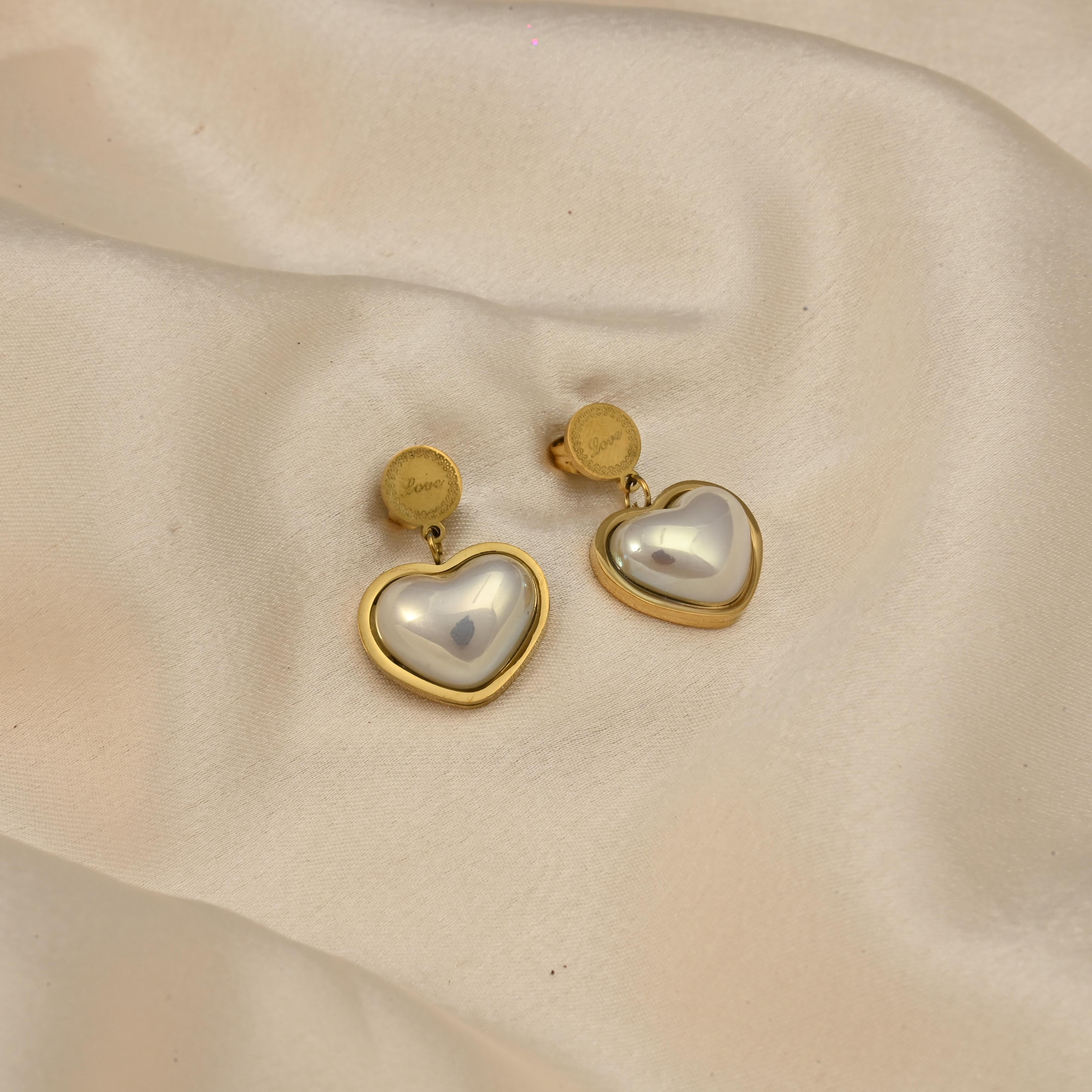 Pearl Heart Earrings