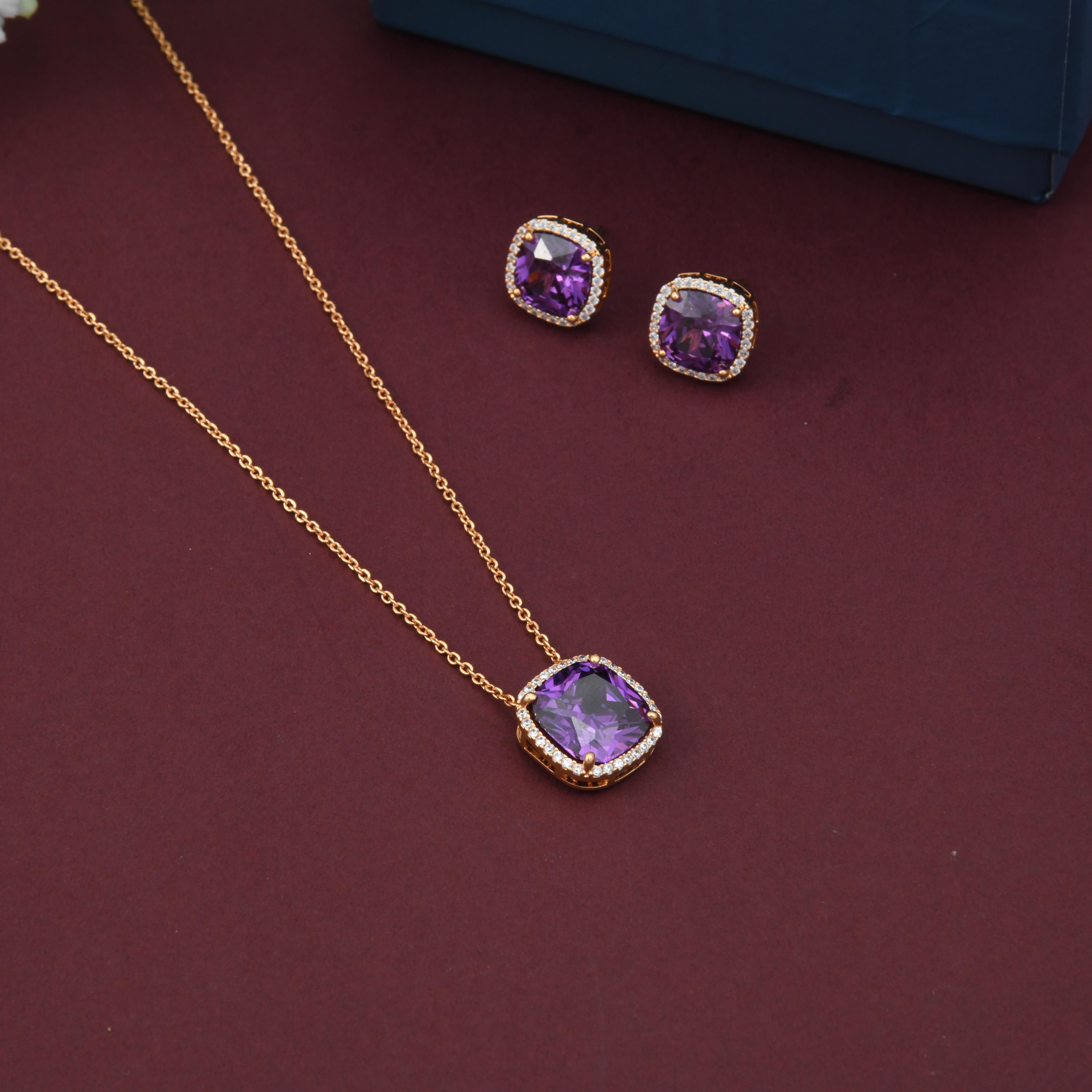 Square Stone Pendant Set