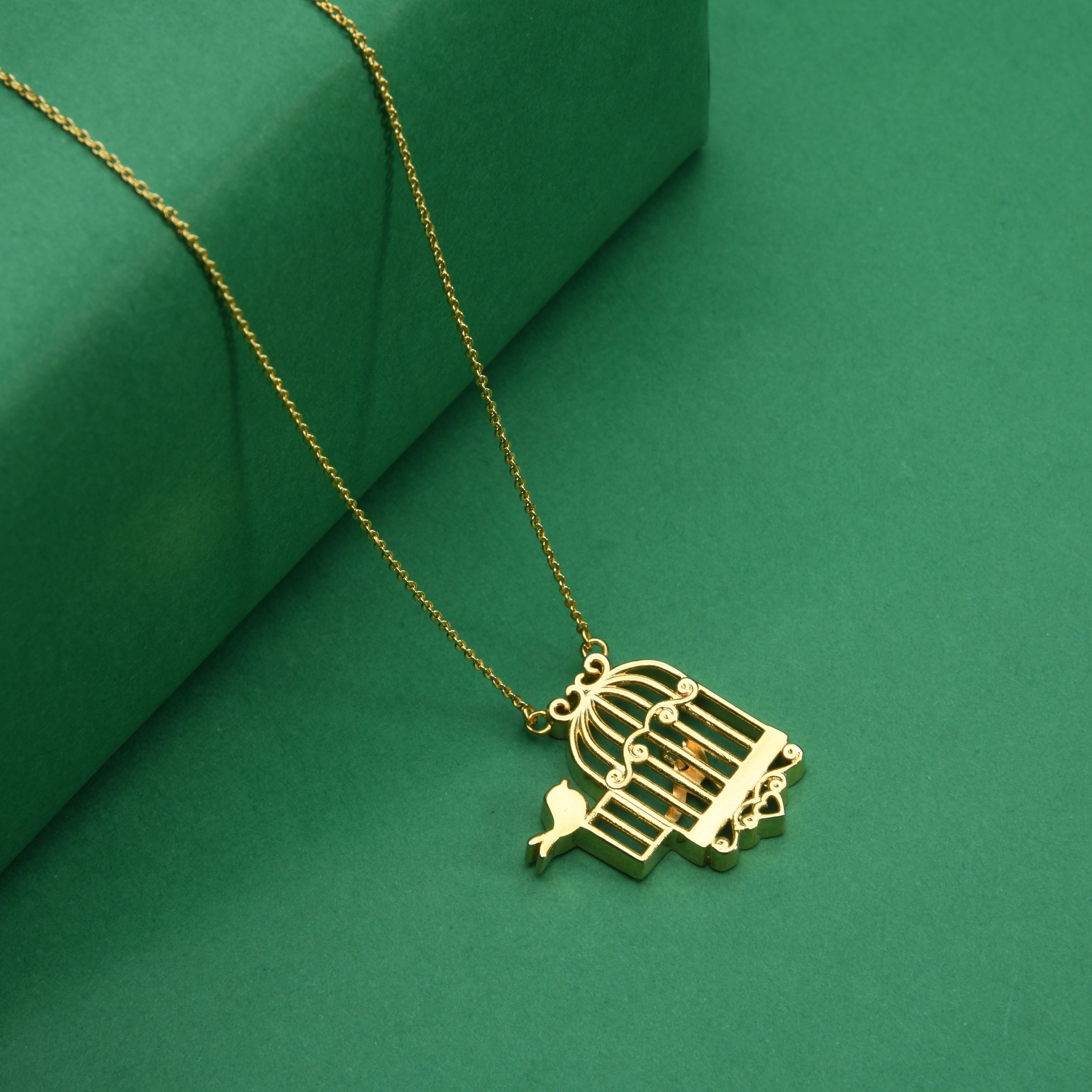 Bird Cage Pendant Necklace