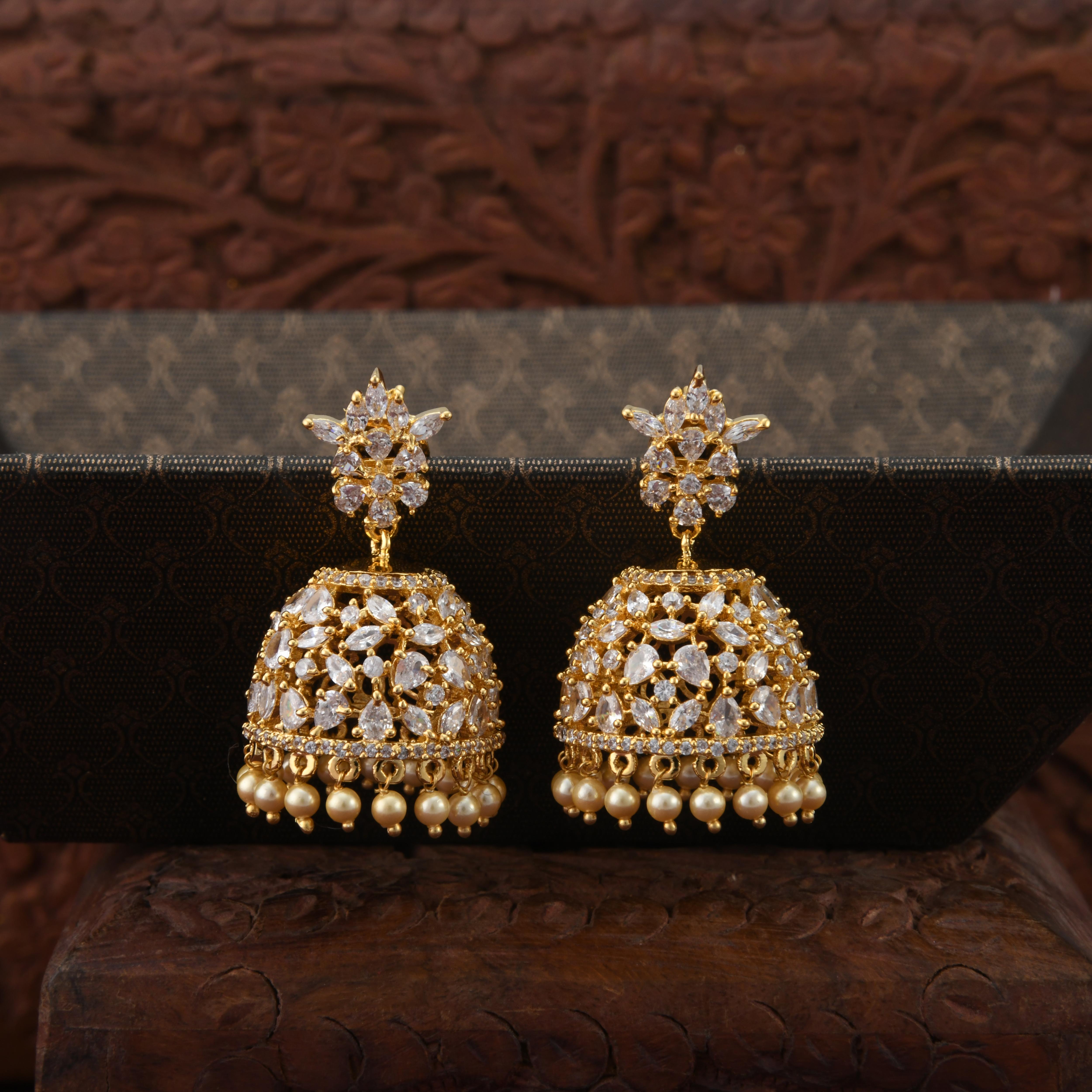 CZ Pearls Jhumka