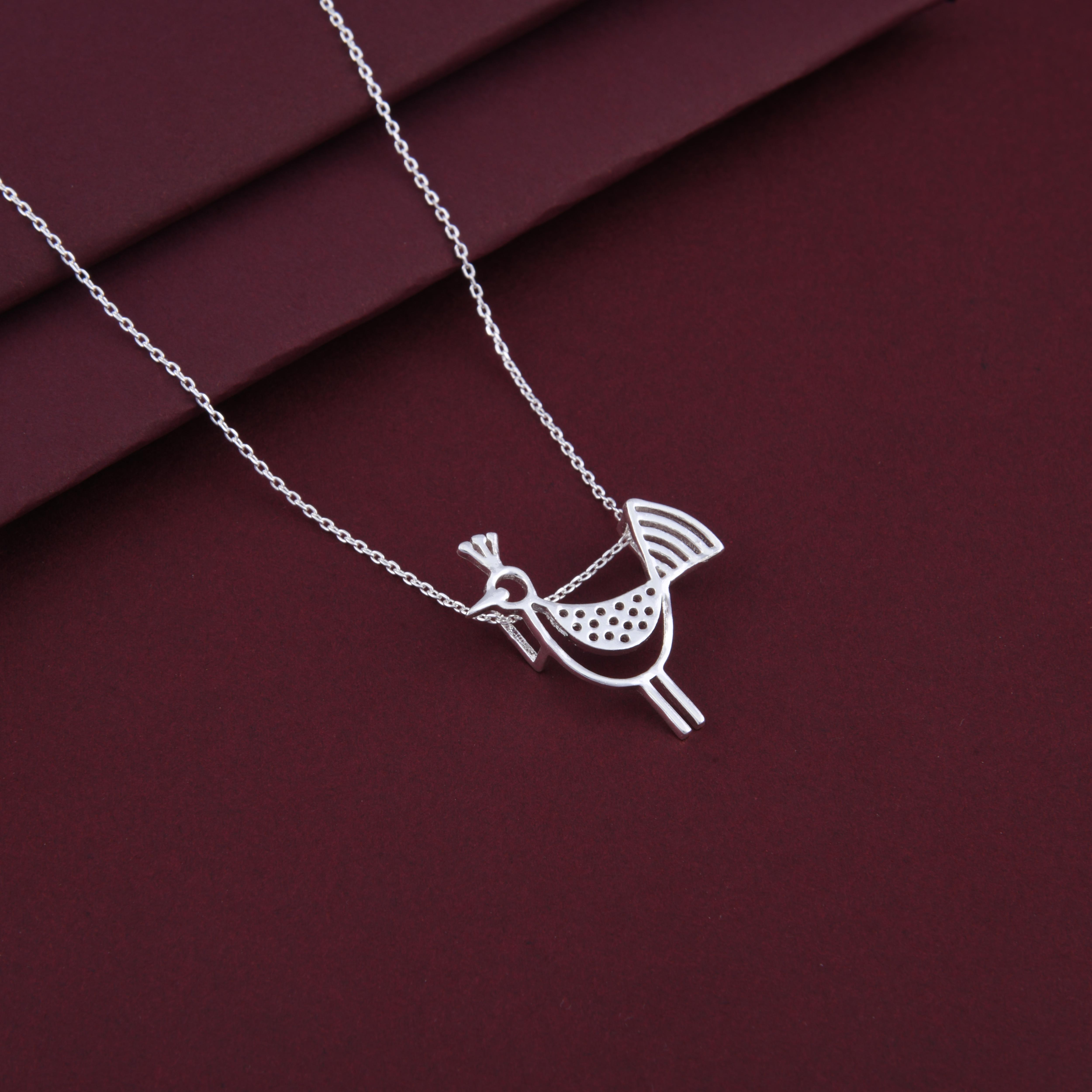 Warli Bird Pendant Necklace