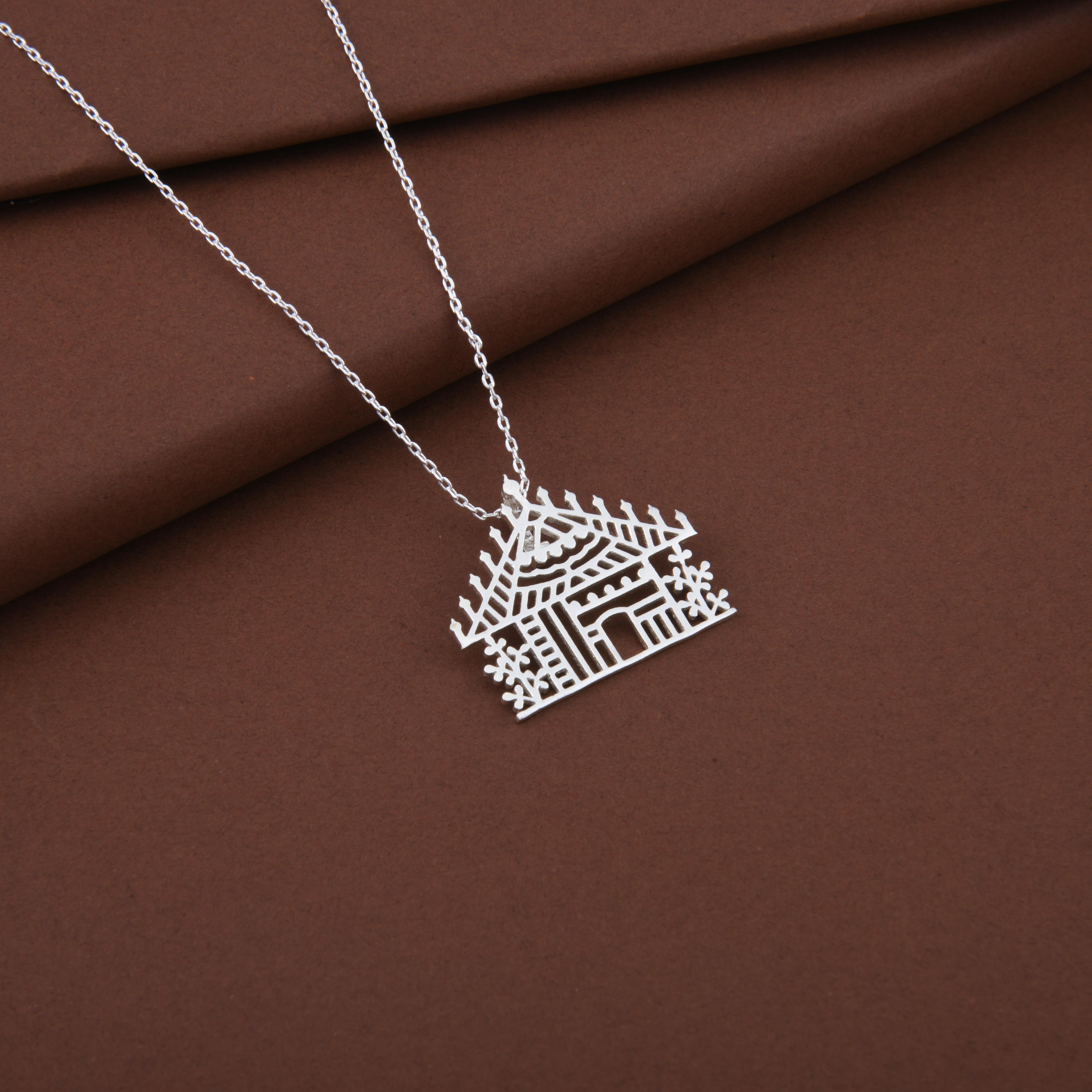 Warli House Pendant Necklace