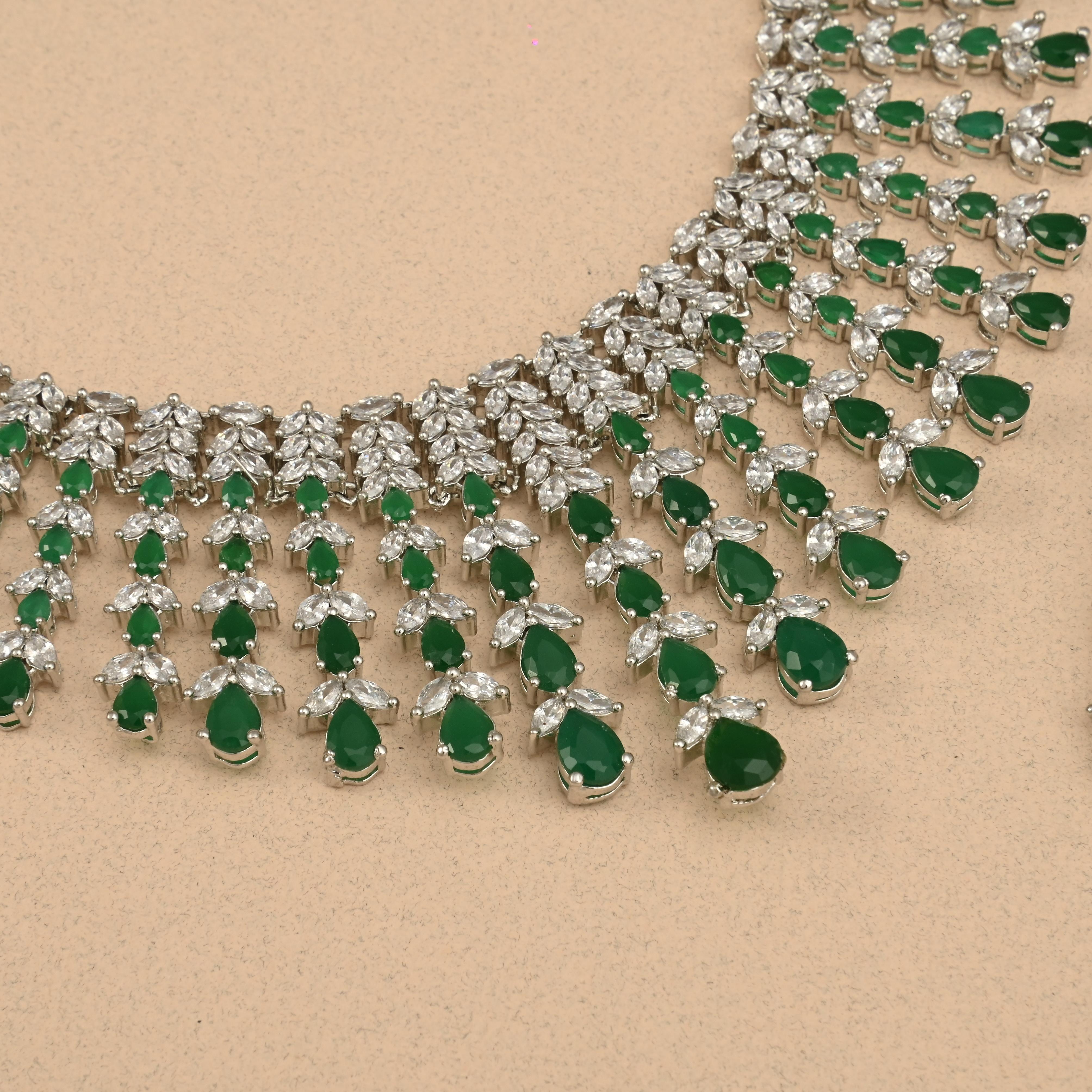 Emerald CZ Necklace Set