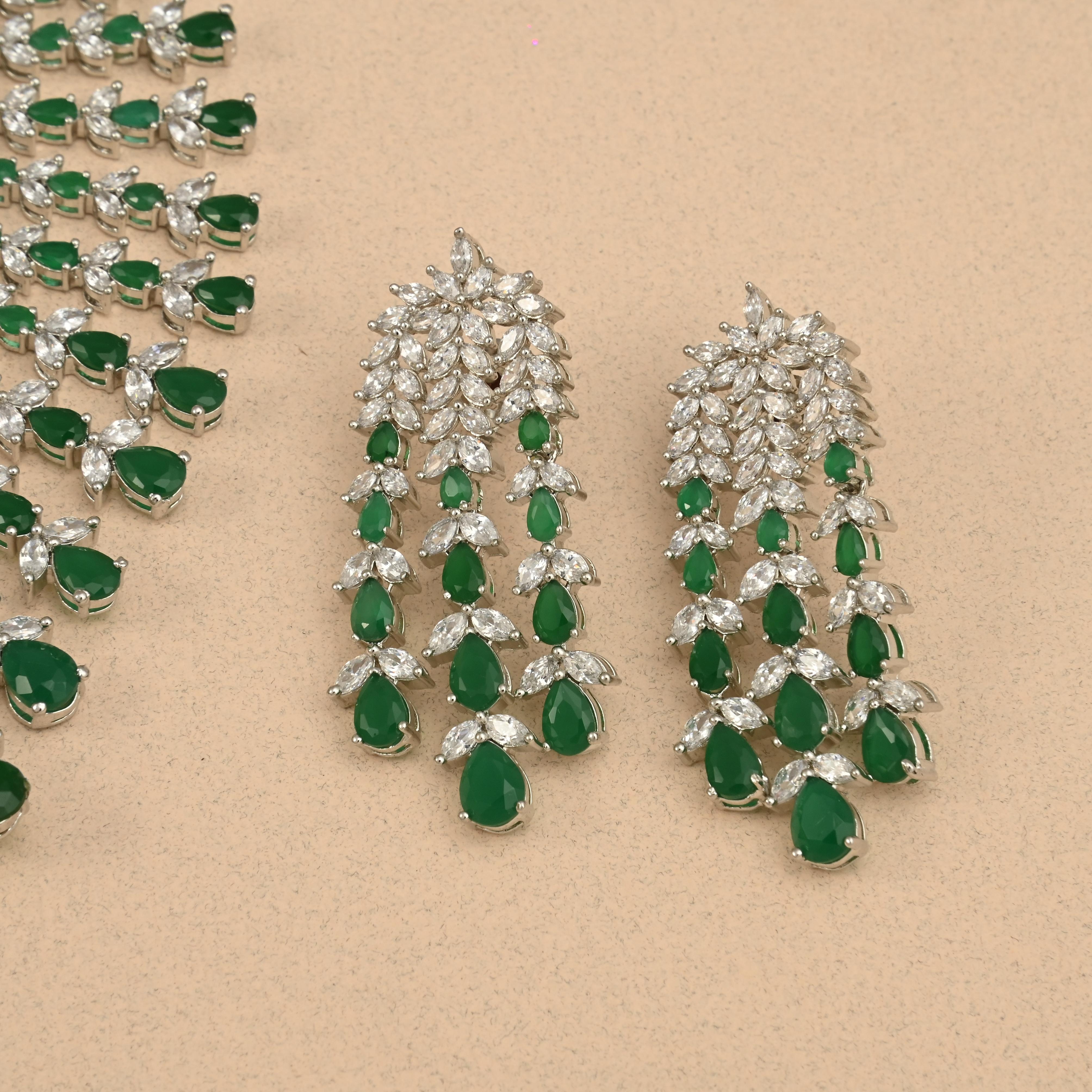 Emerald CZ Necklace Set