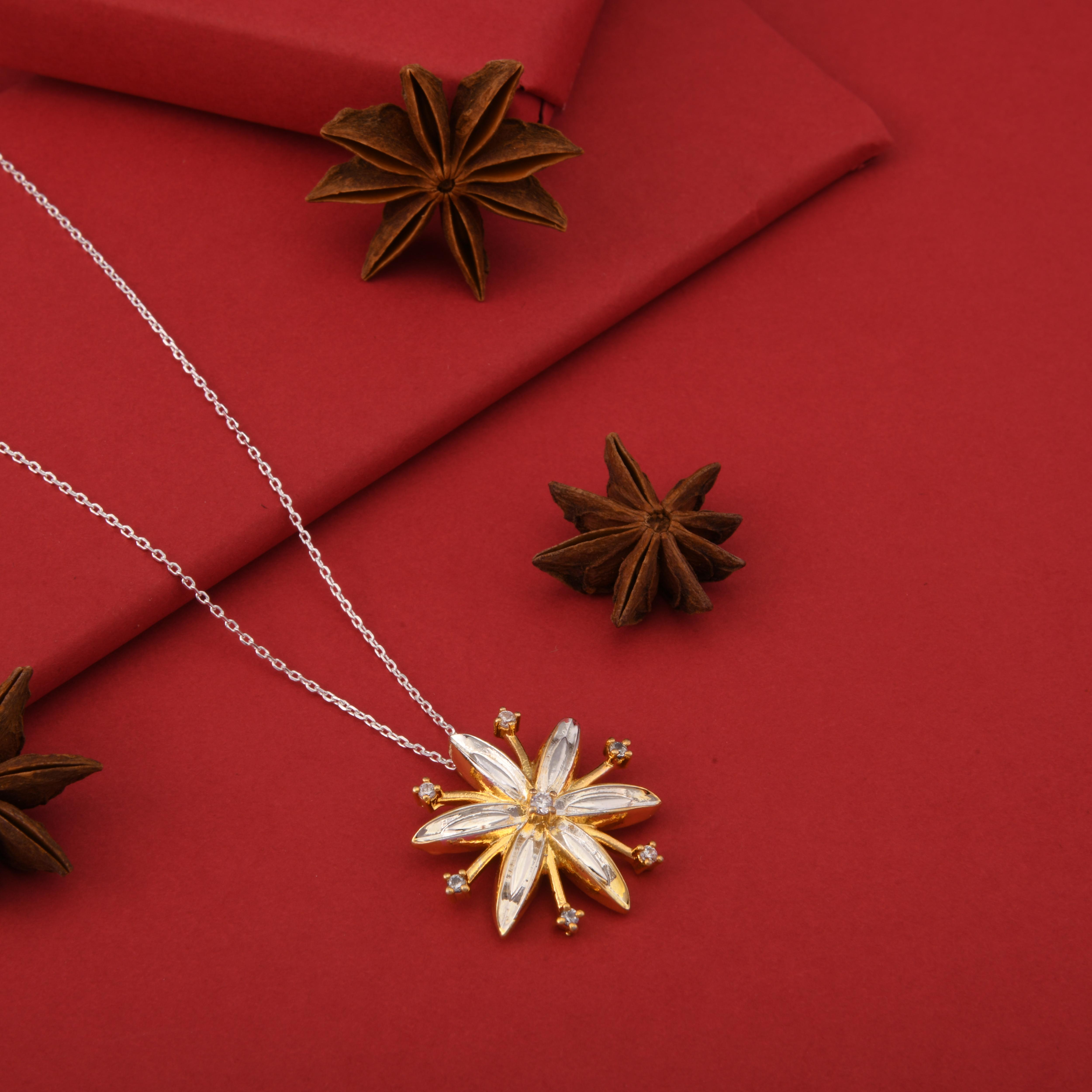 Star Anise Gold+Silver Spice Pendant Necklace