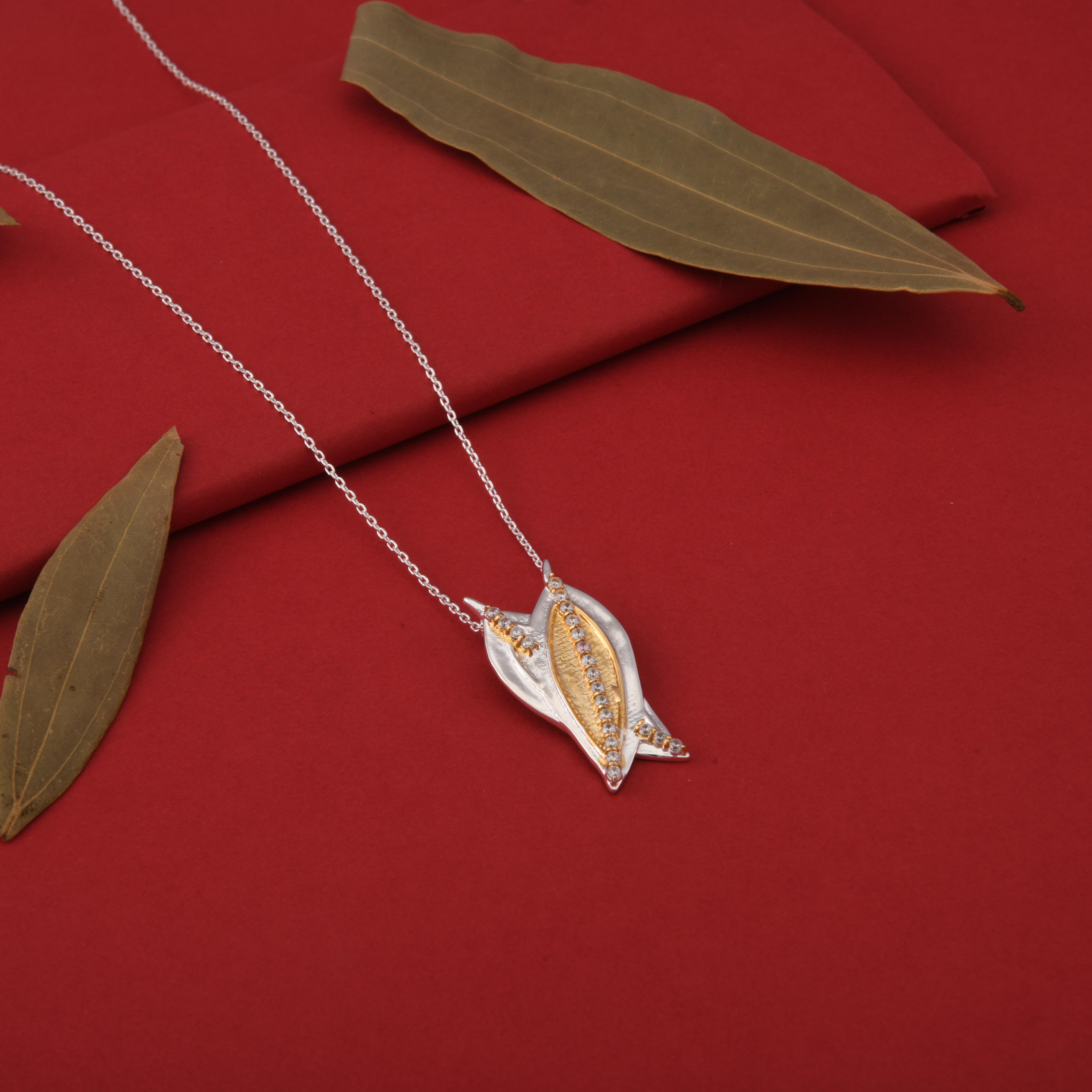 Bay Leaf Gold+Silver Spice Pendant Necklace