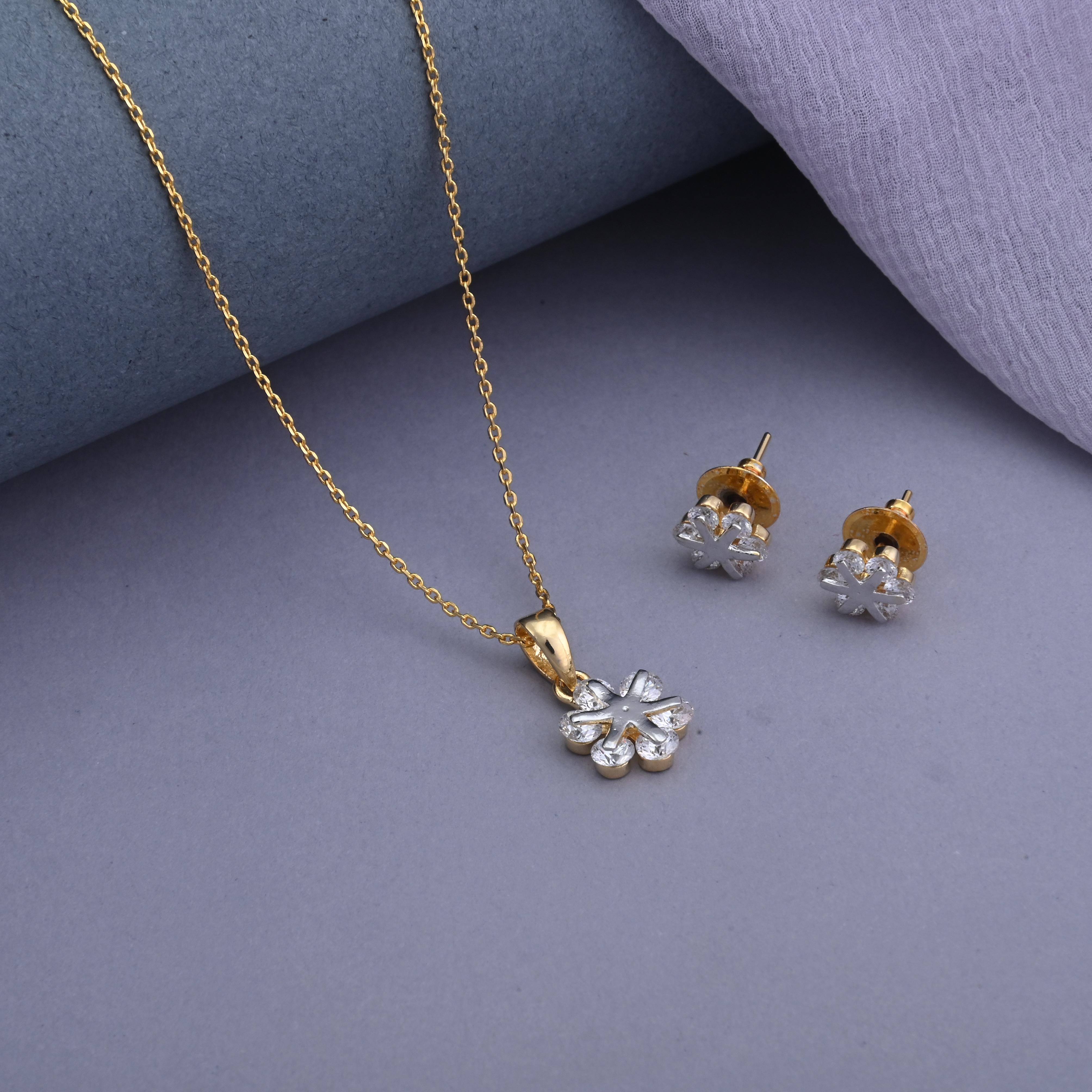 Small Flowers CZ Pendant Set