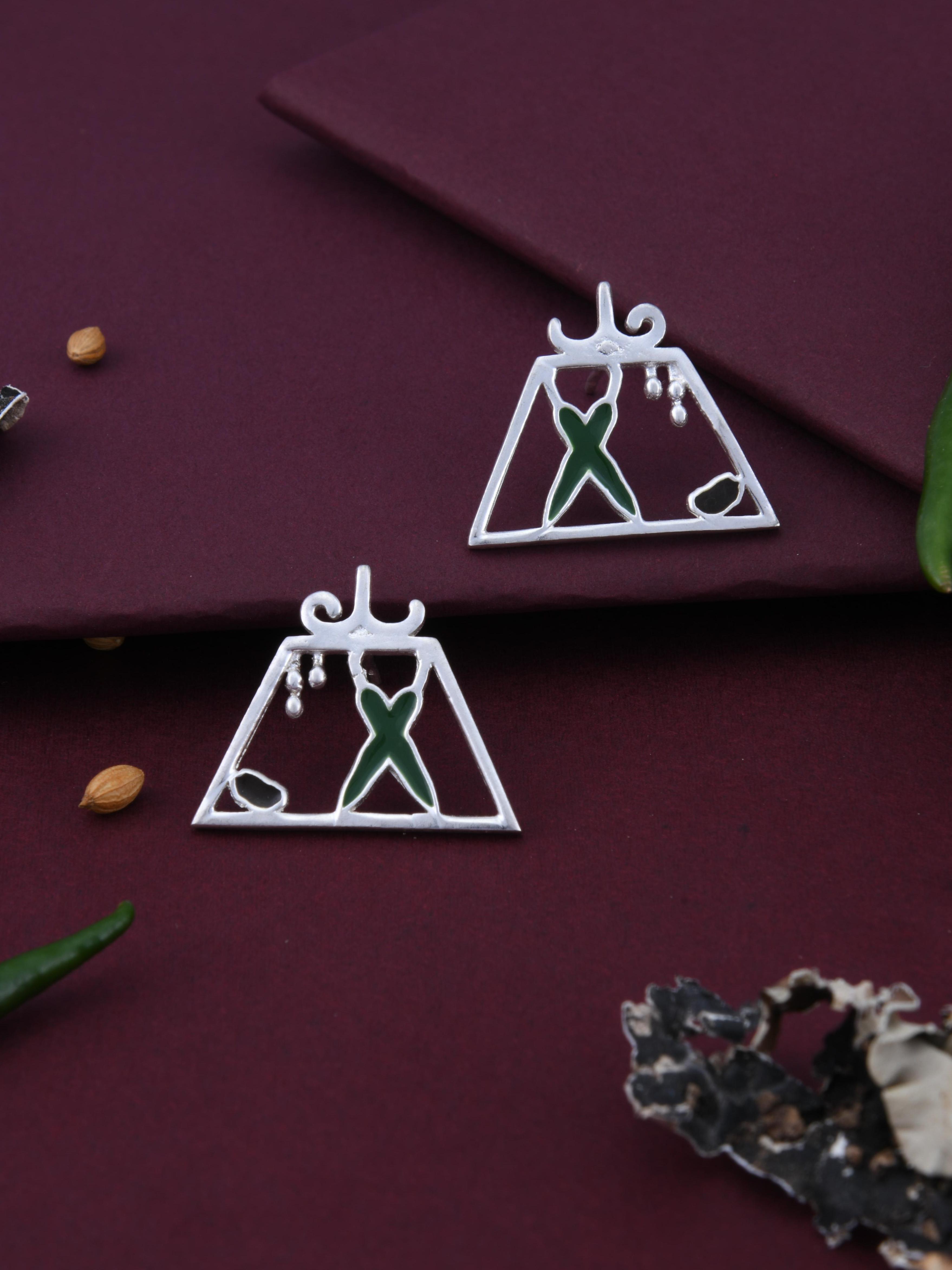 Green Chilli & Coriander Seeds Spice Earrings