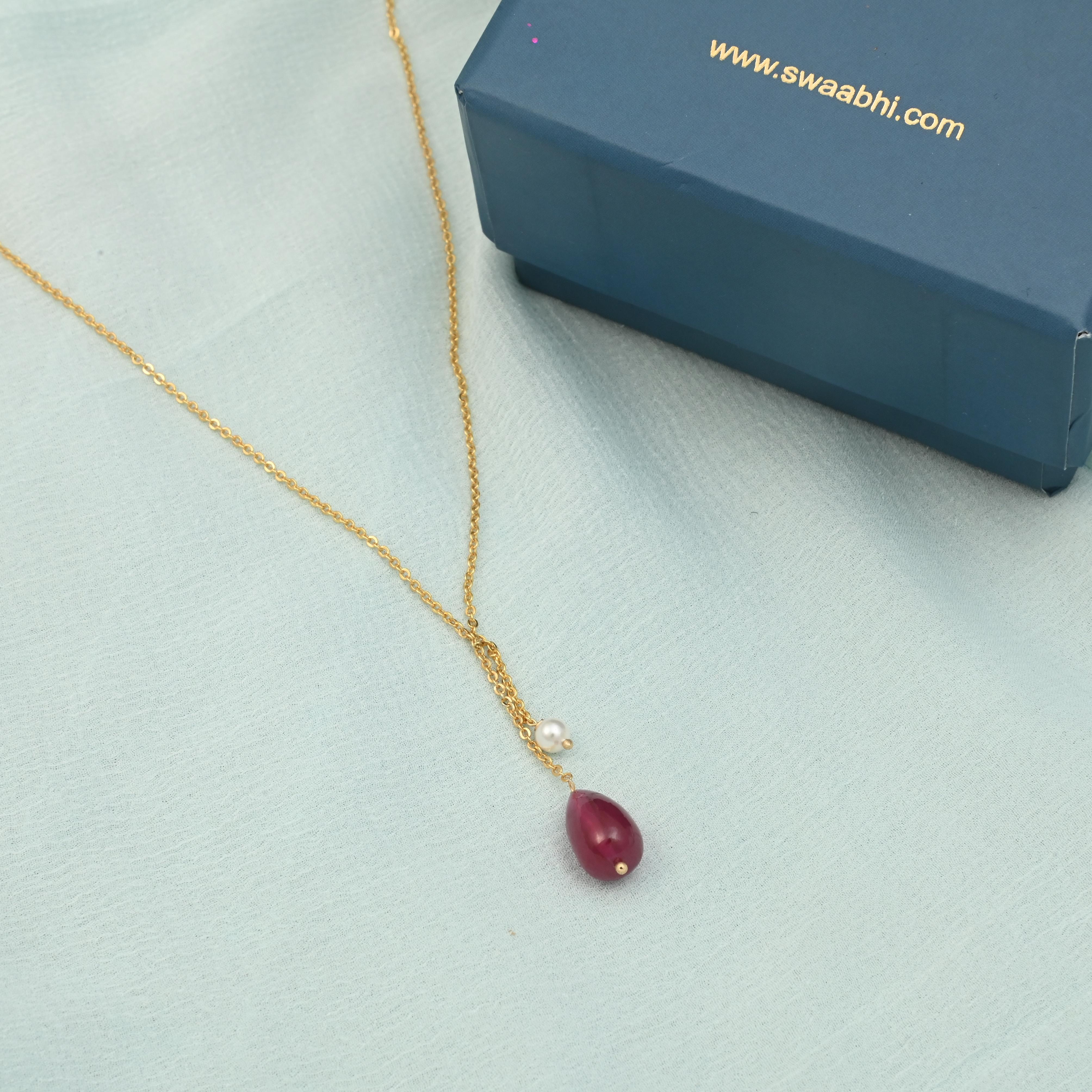 Red Drop Pearl Necklace