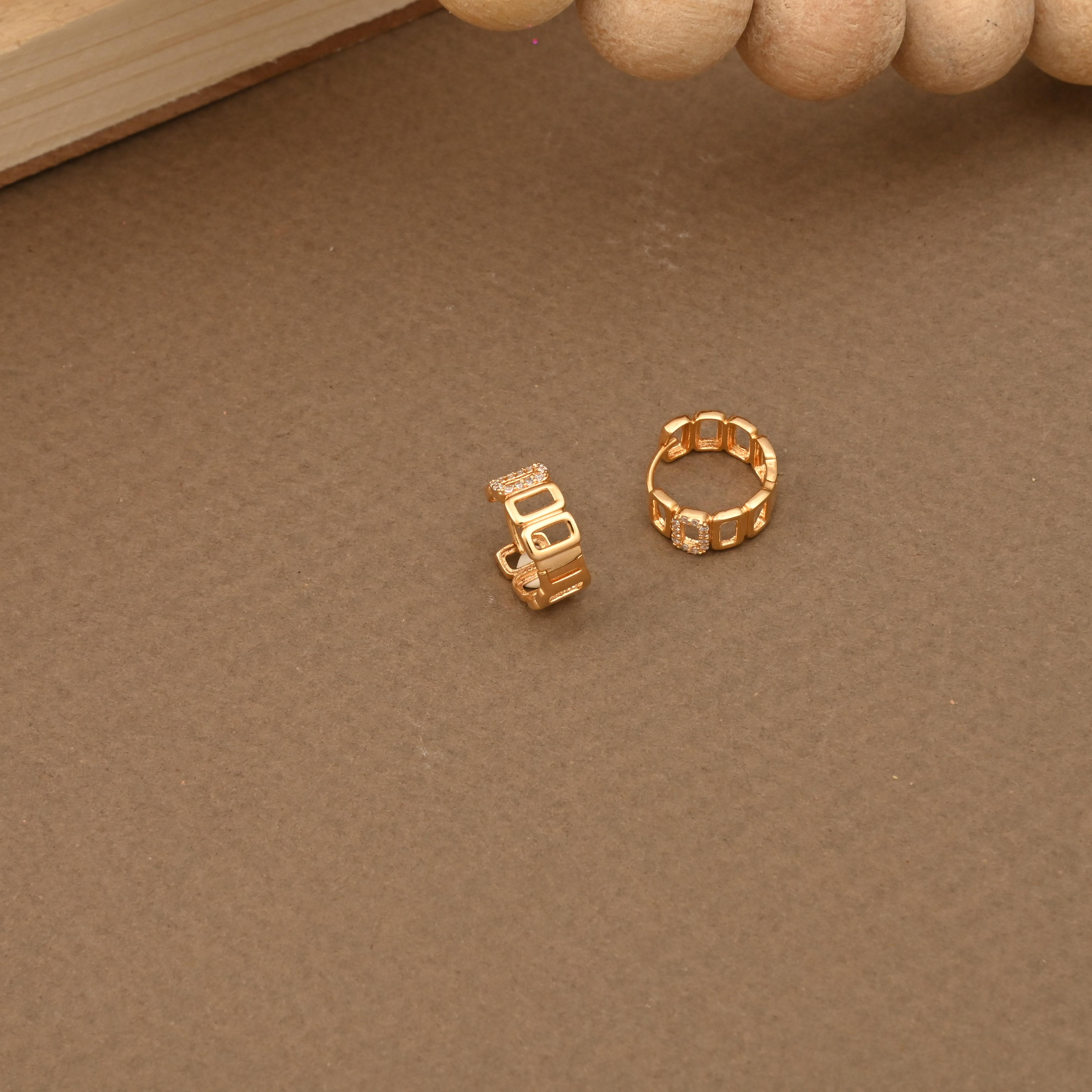 Gold CZ Hoop Earrings