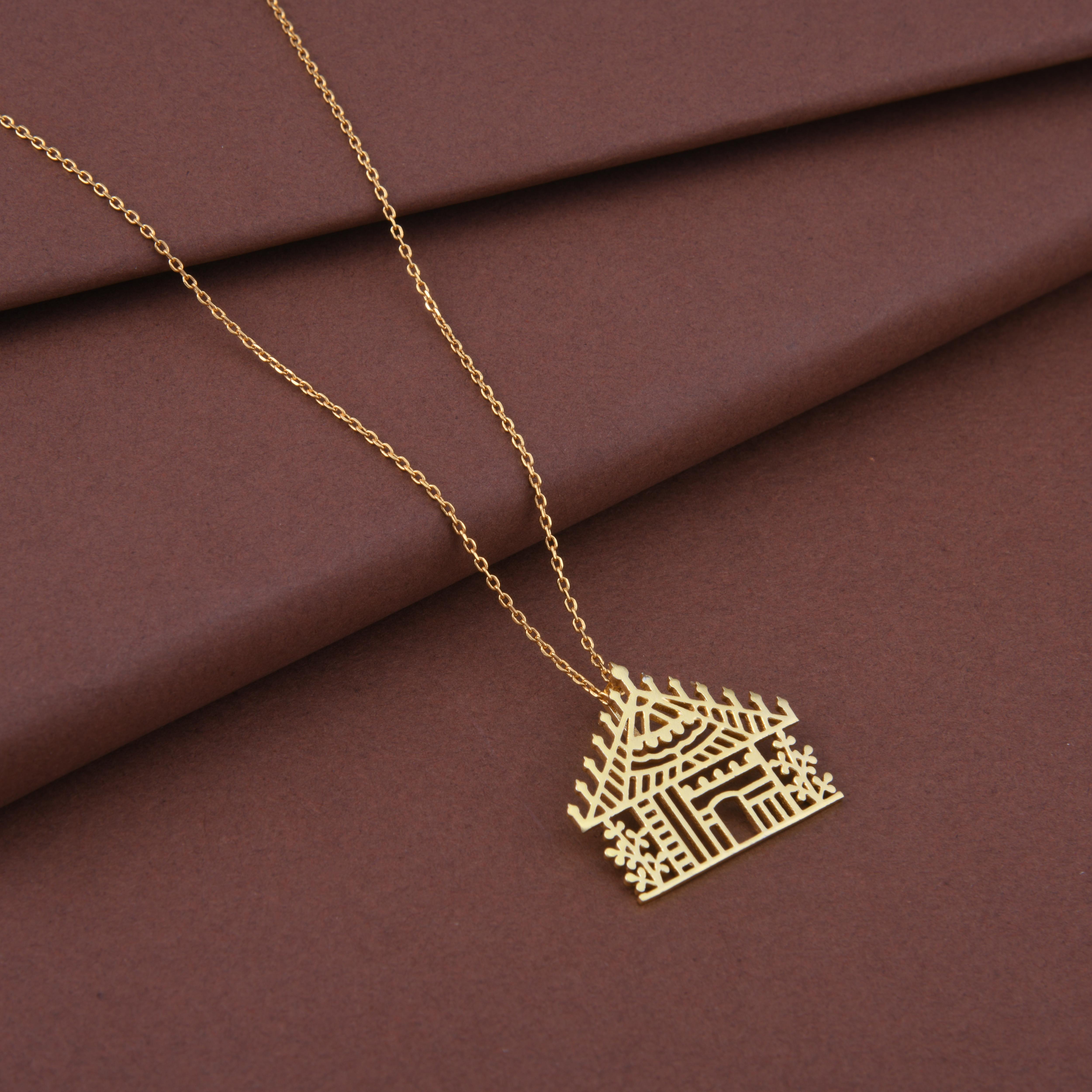 Warli House Pendant Necklace