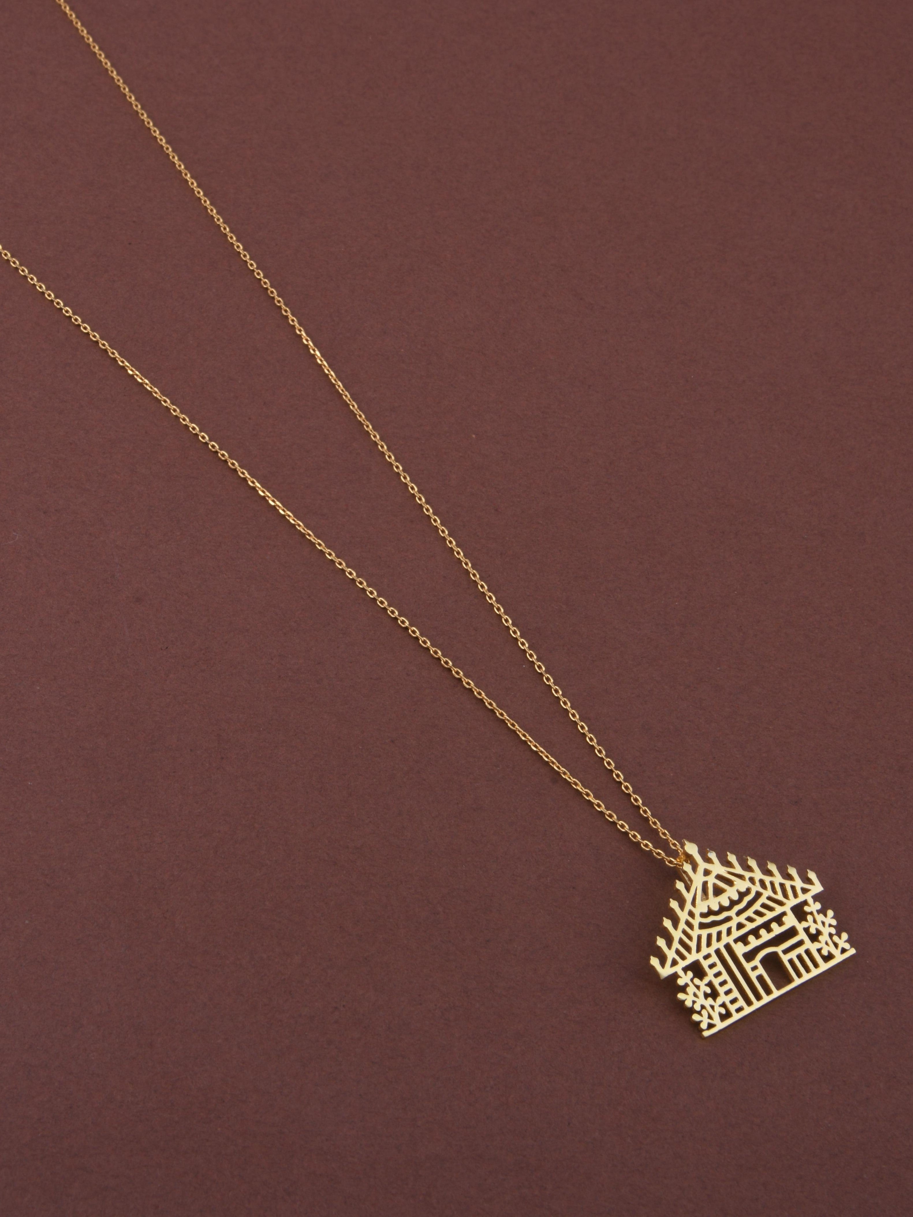 Warli House Pendant Necklace