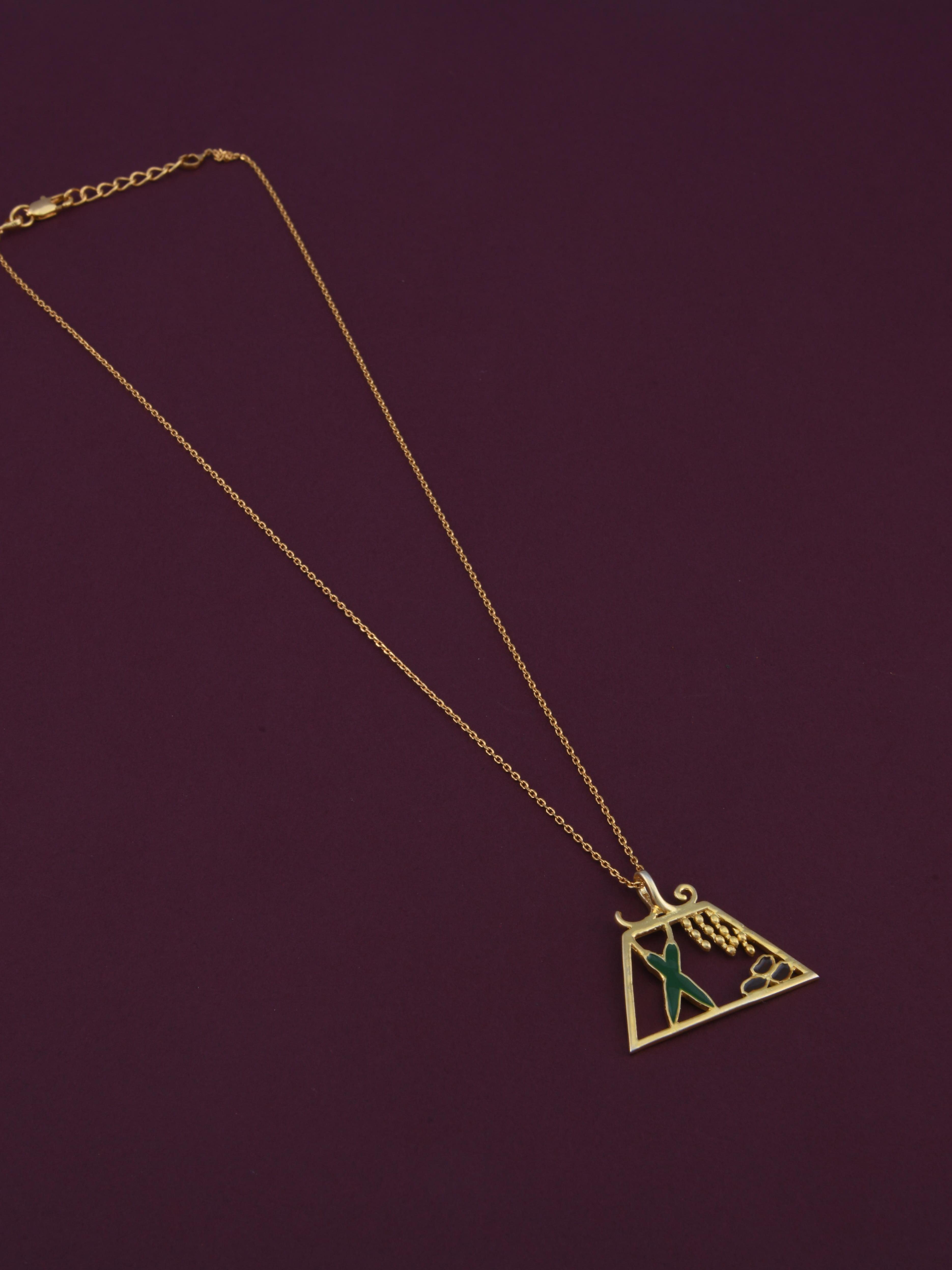 Green Chilli & Coriander Seeds Spice Pendant Necklace