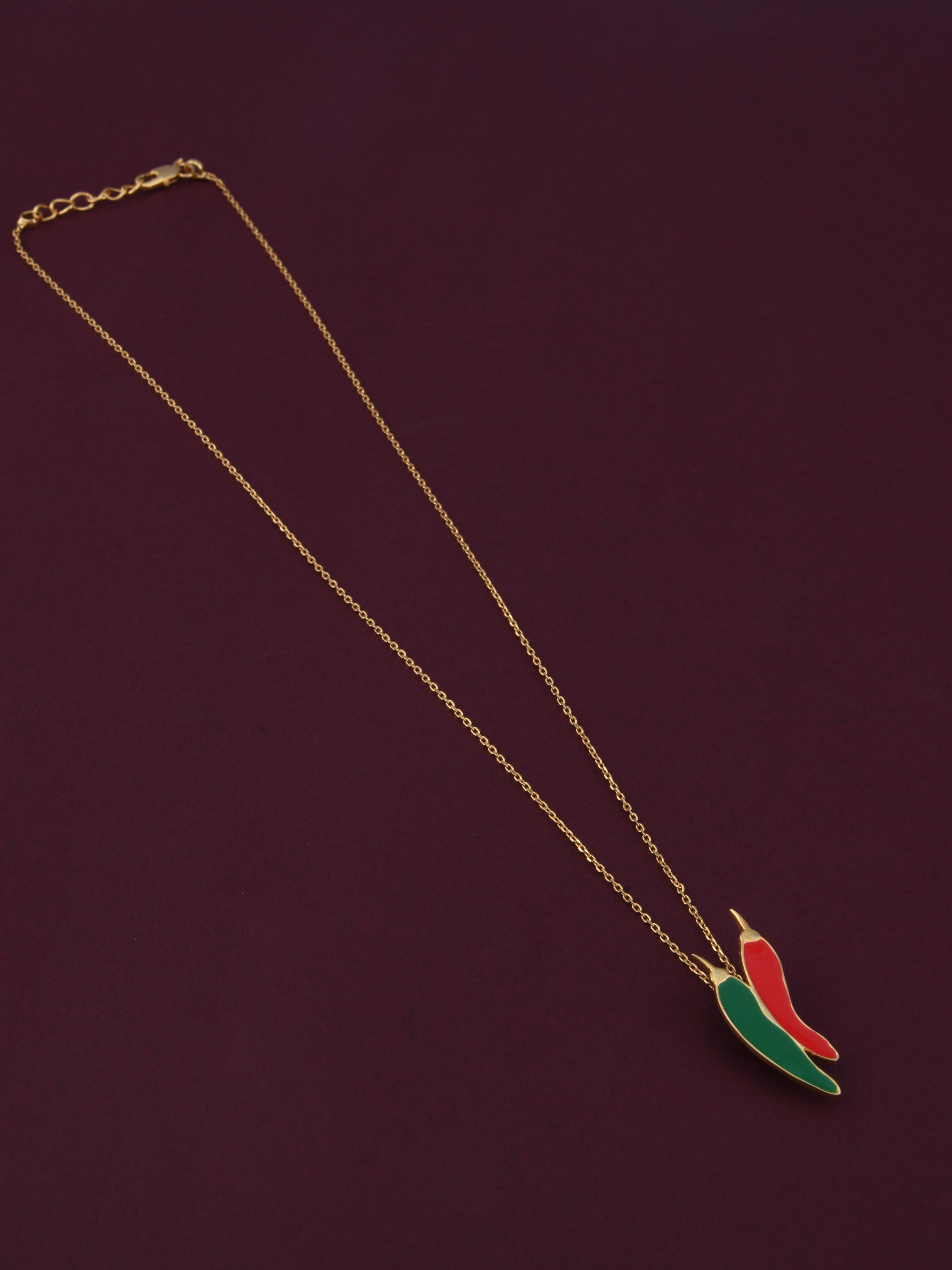 Red-Green Chilli Spice Pendant Necklace