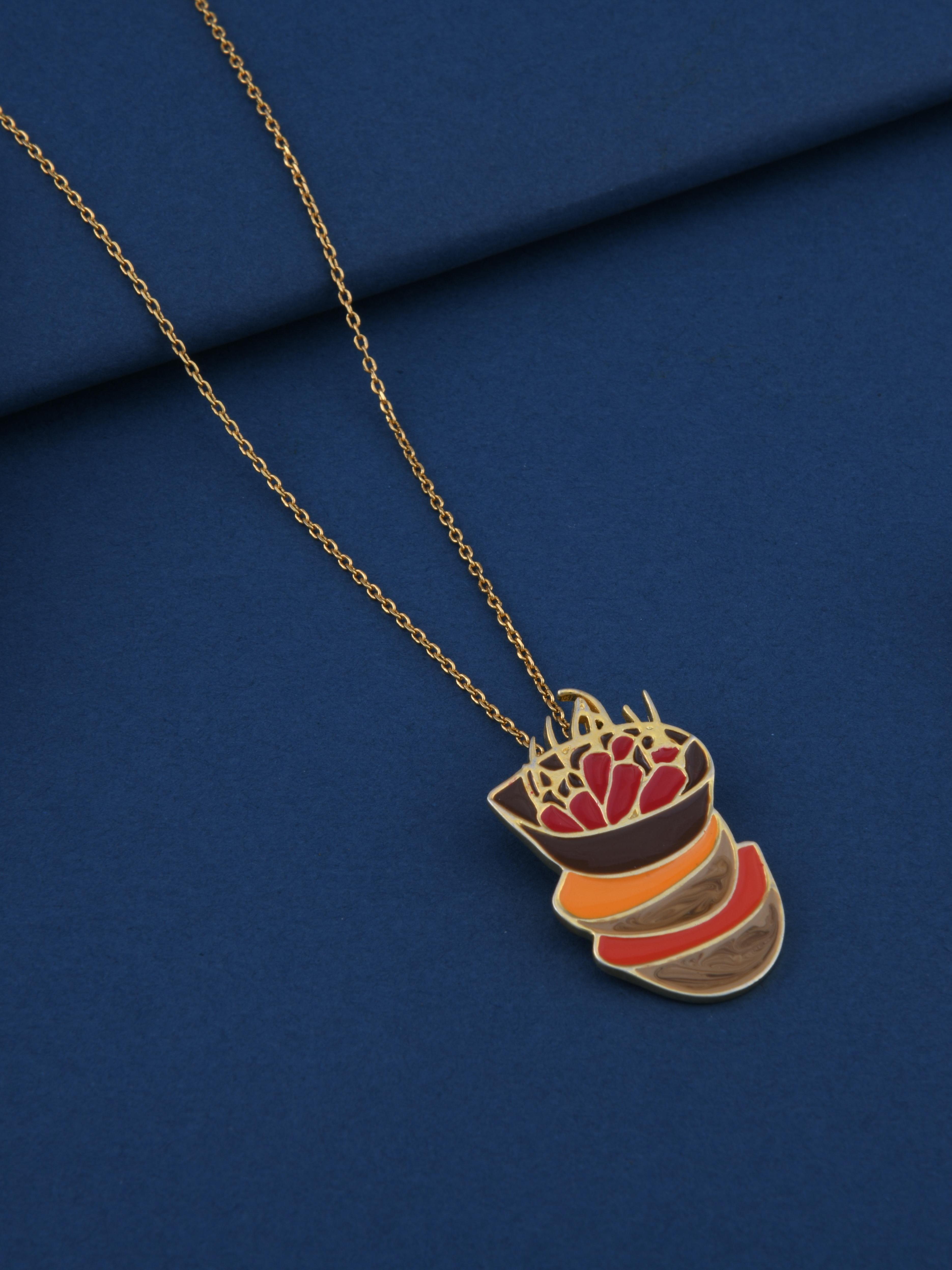 Red Chilli Basket Spice Pendant Necklace
