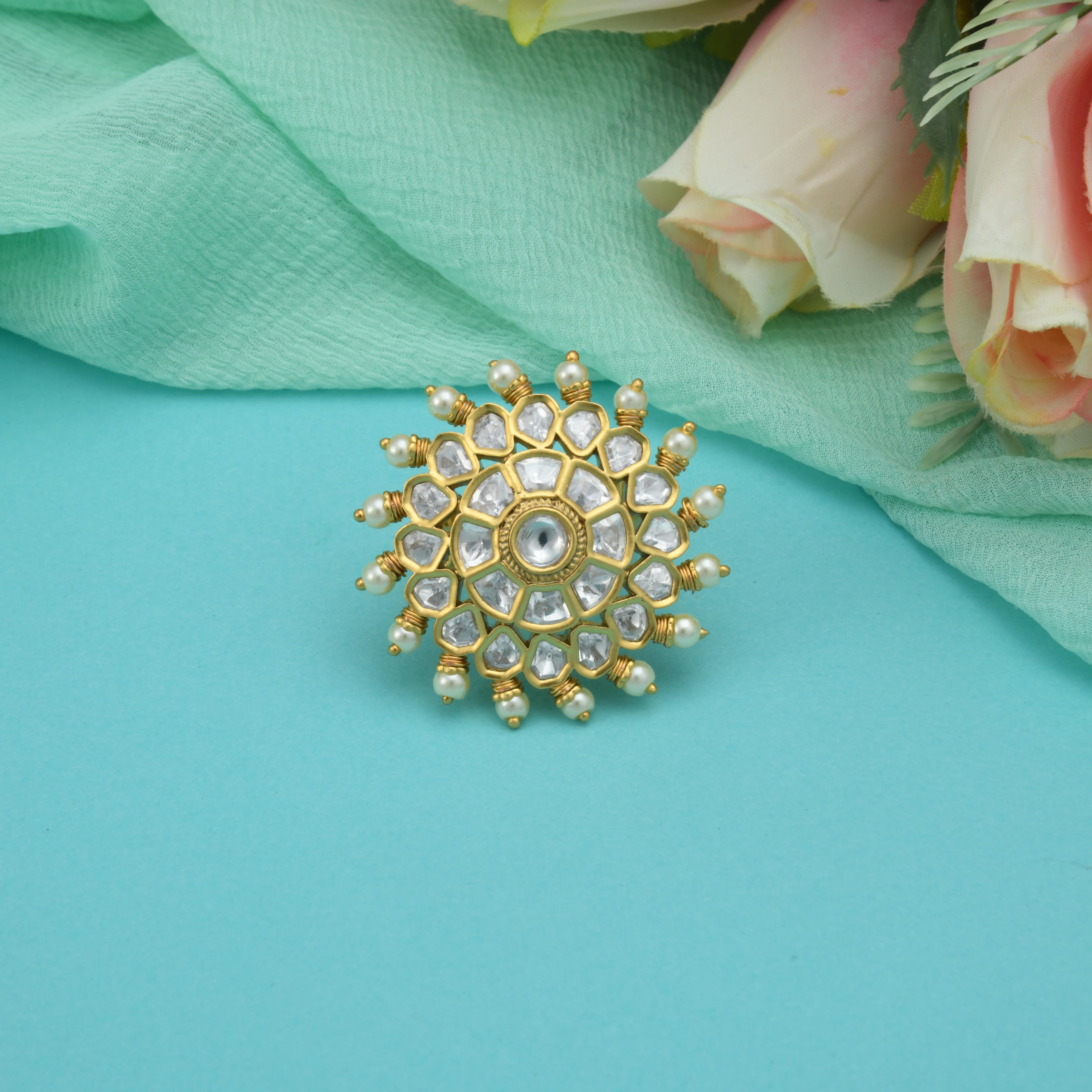 Designer Pearl & Kundan Ring