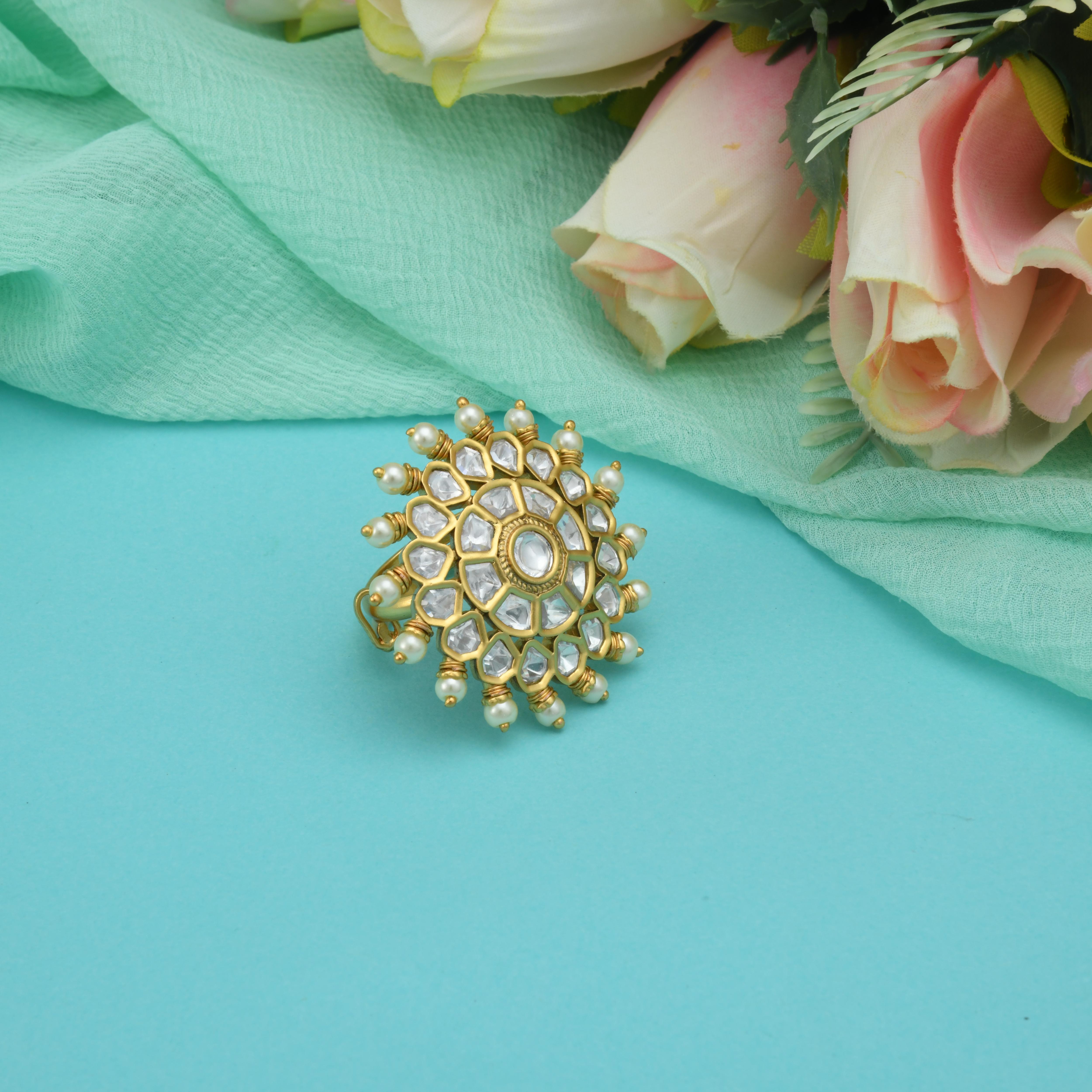 Designer Pearl & Kundan Ring