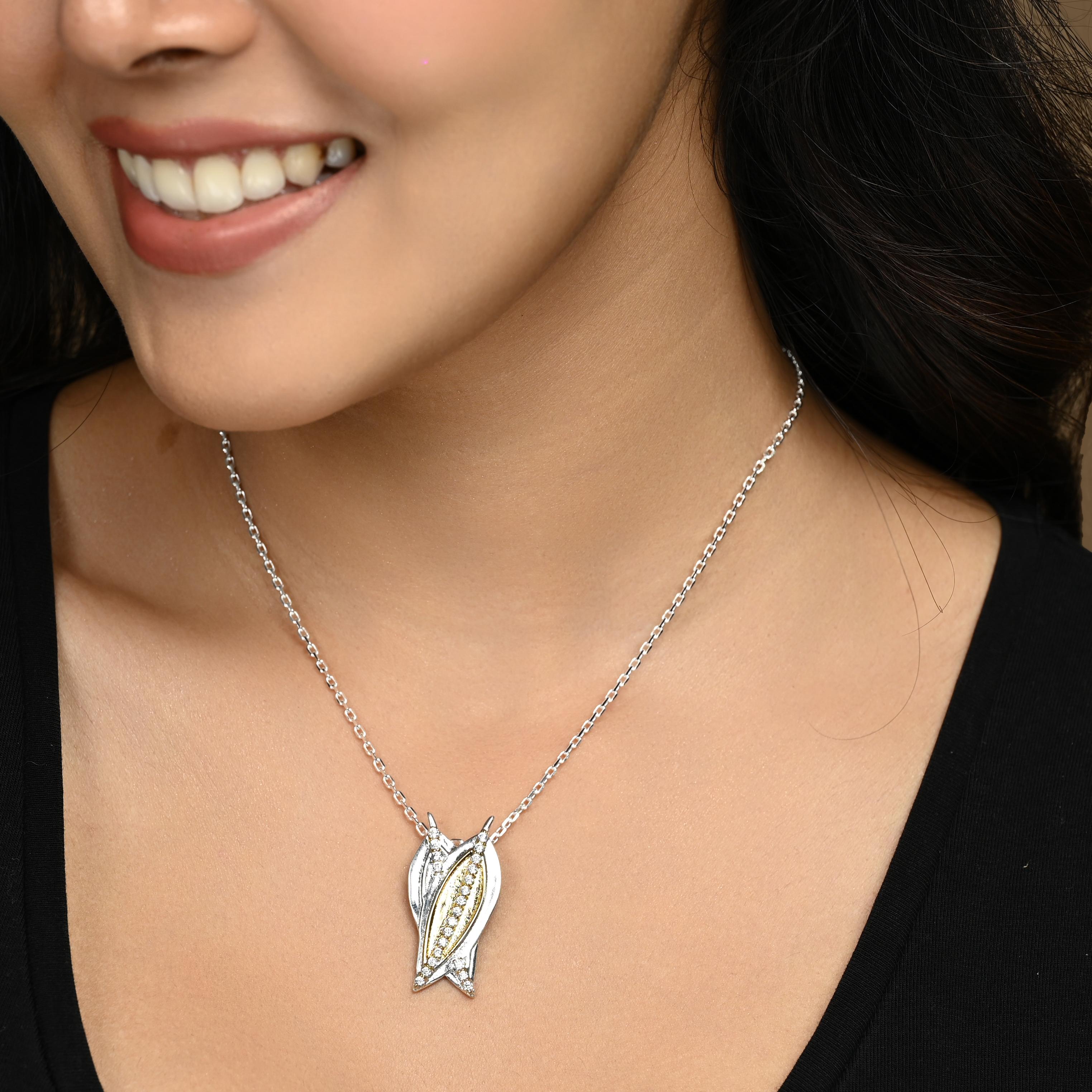Bay Leaf Gold+Silver Spice Pendant Necklace