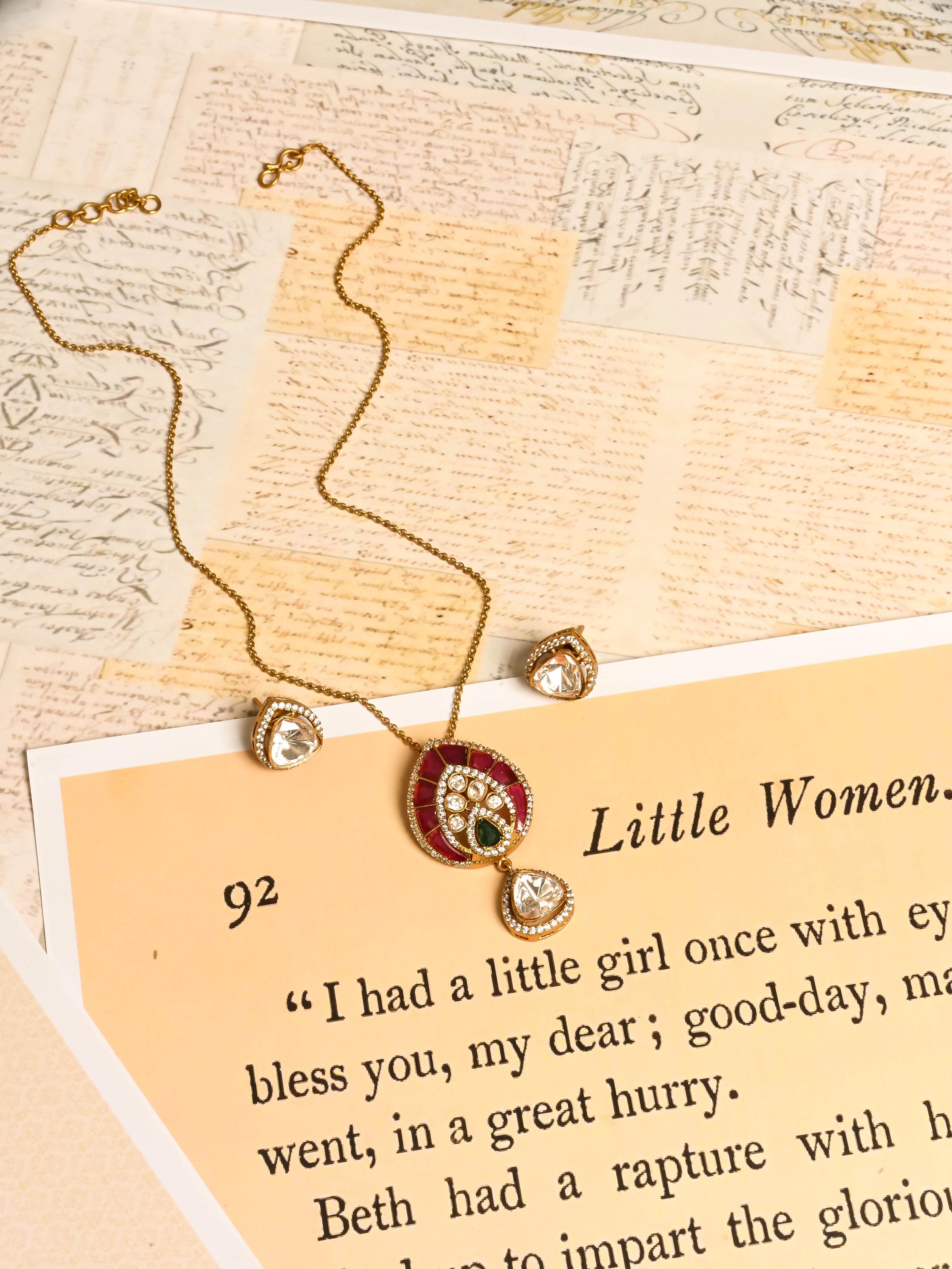 Riva Polki Pendant Set