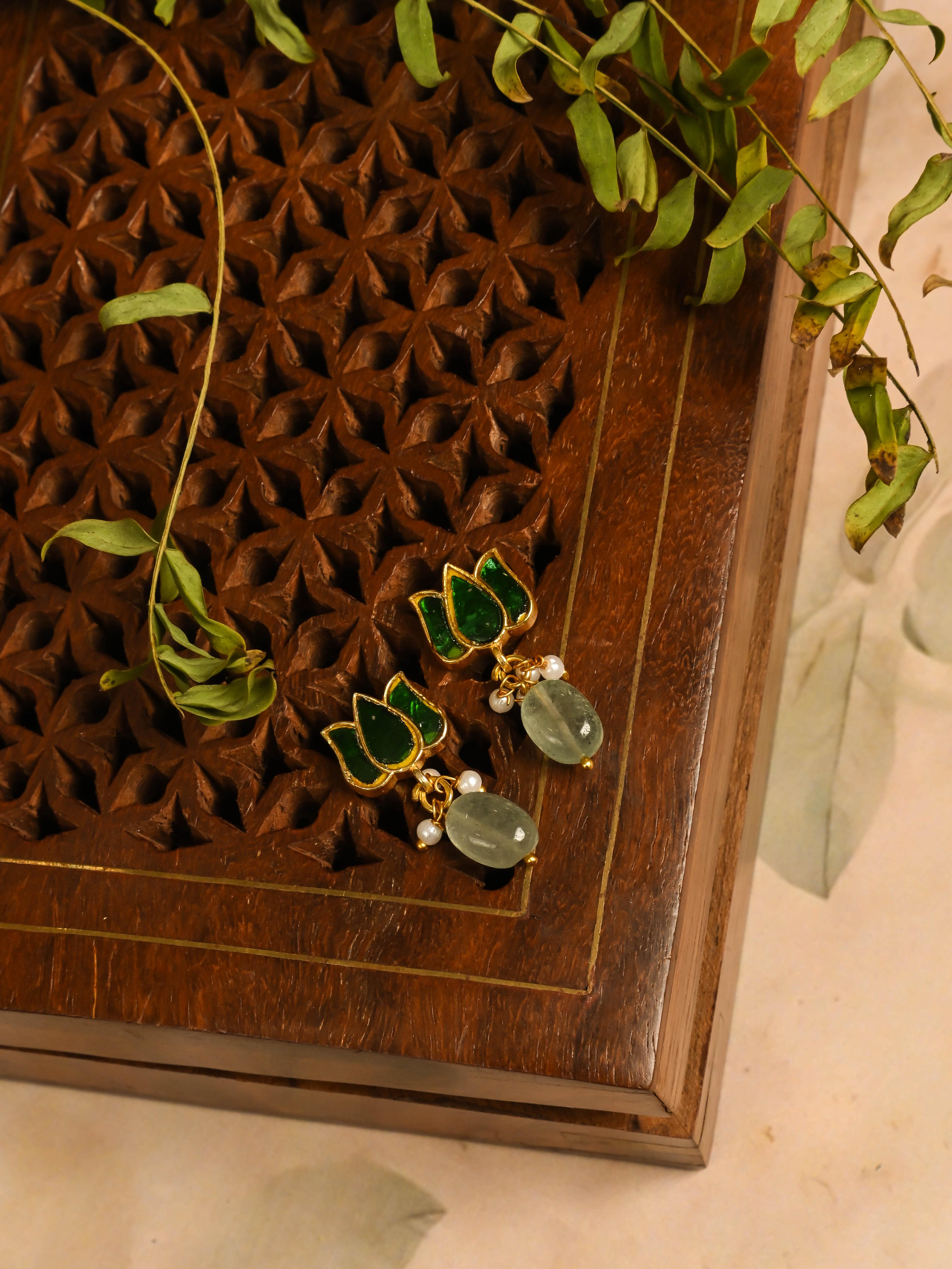 Mini Lotus Jadau Earrings